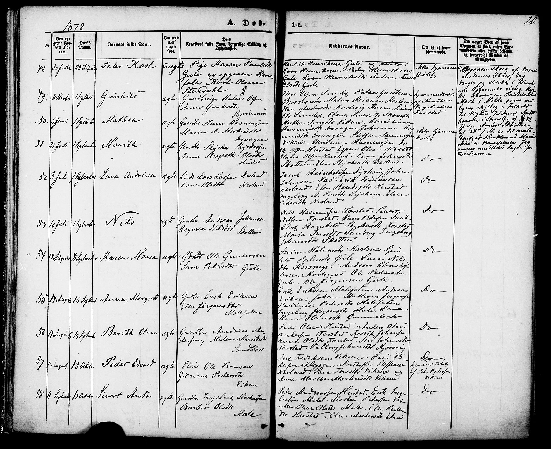 Ministerialprotokoller, klokkerbøker og fødselsregistre - Møre og Romsdal, AV/SAT-A-1454/566/L0768: Parish register (official) no. 566A07, 1869-1881, p. 20
