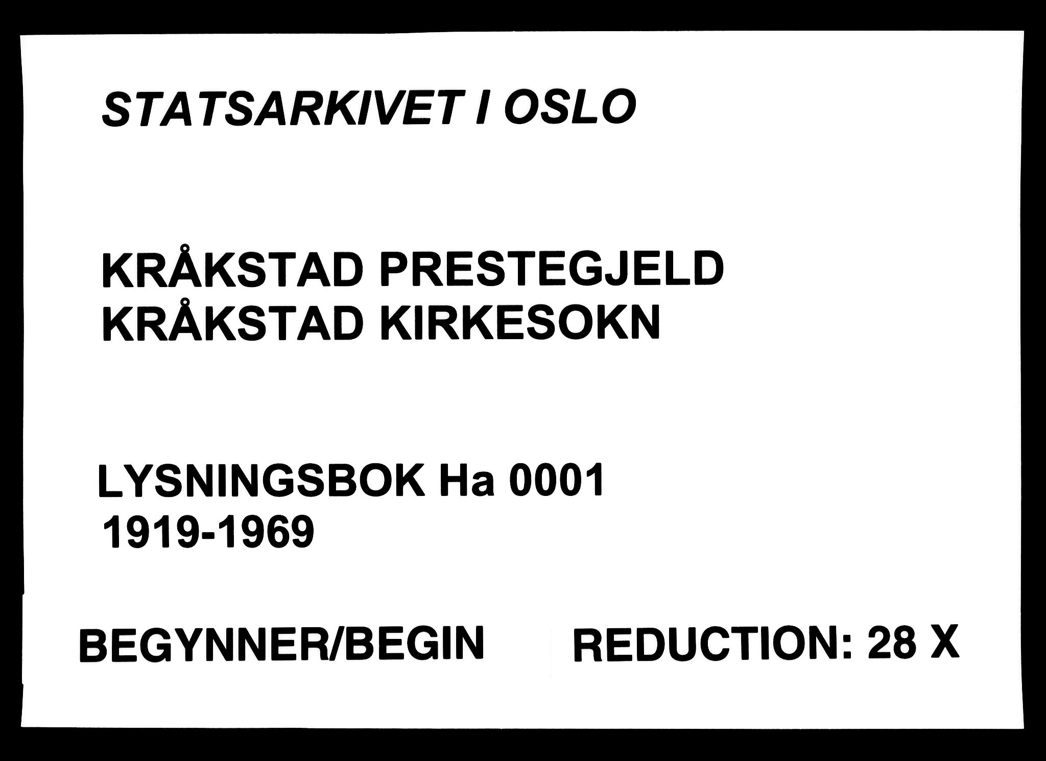 Kråkstad prestekontor Kirkebøker, SAO/A-10125a/H/Ha/L0001: Banns register no. I 1, 1919-1969