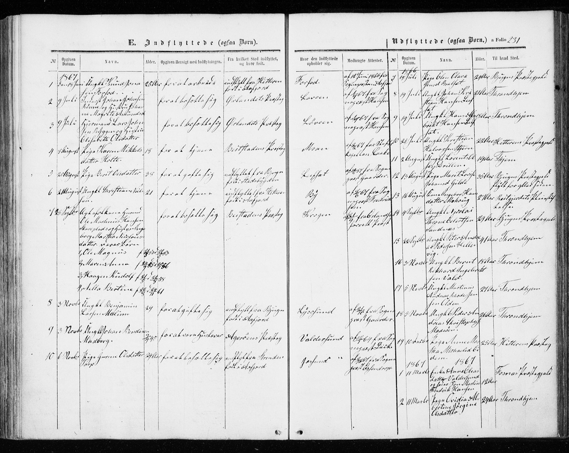 Ministerialprotokoller, klokkerbøker og fødselsregistre - Sør-Trøndelag, SAT/A-1456/655/L0678: Parish register (official) no. 655A07, 1861-1873, p. 231