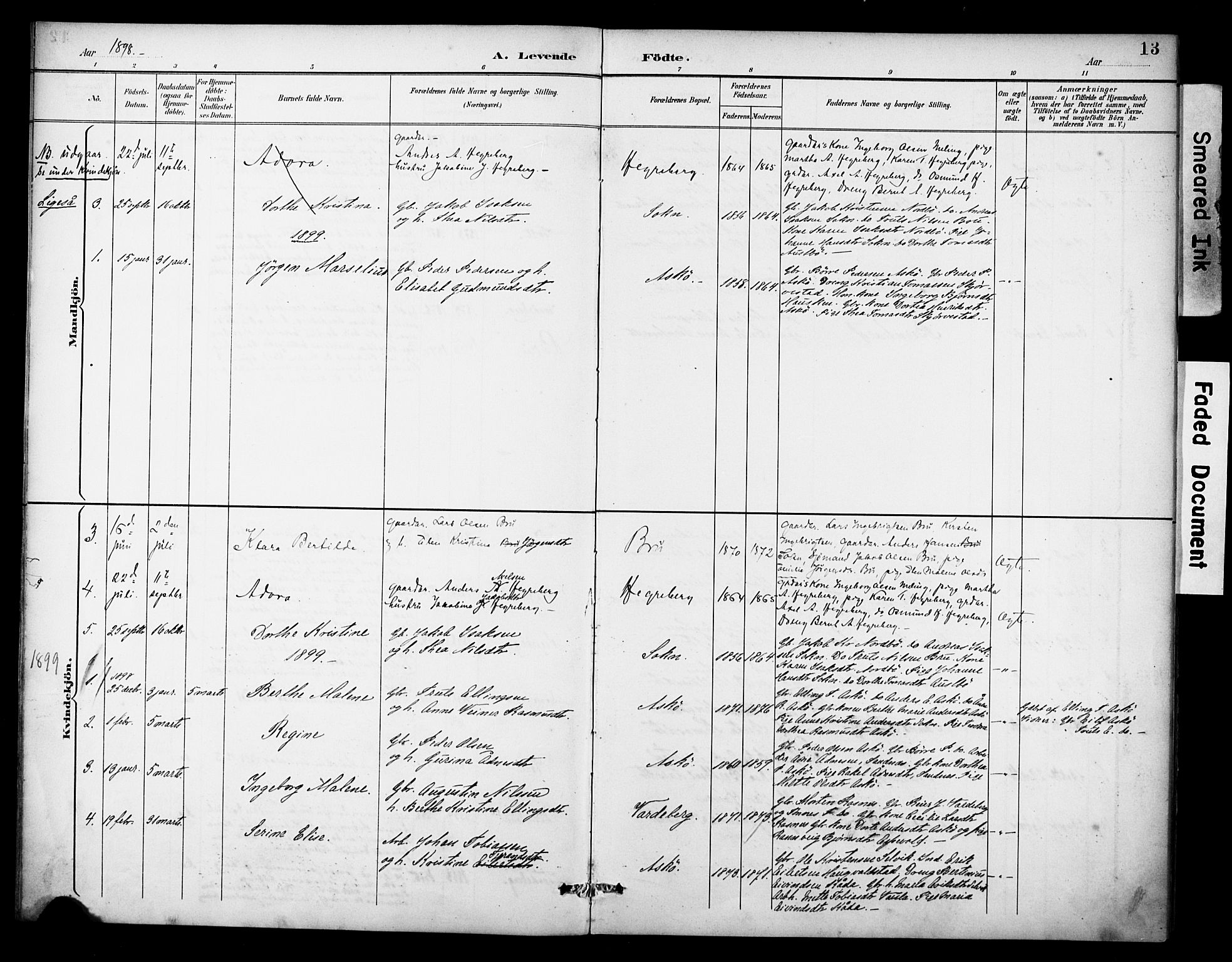 Rennesøy sokneprestkontor, AV/SAST-A -101827/H/Ha/Haa/L0015: Parish register (official) no. A 15, 1891-1908, p. 13