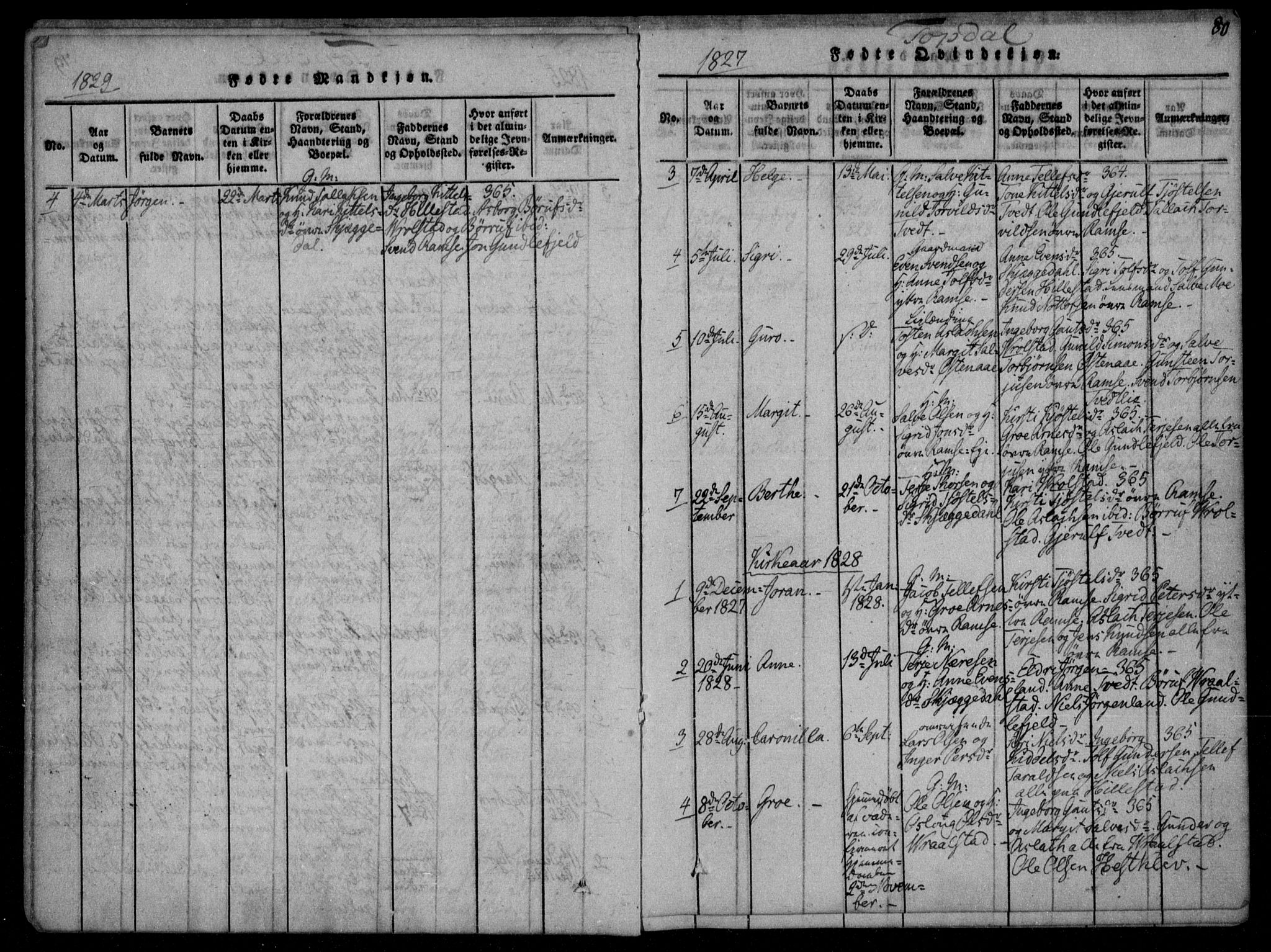 Åmli sokneprestkontor, AV/SAK-1111-0050/F/Fa/Fac/L0006: Parish register (official) no. A 6, 1816-1829, p. 80