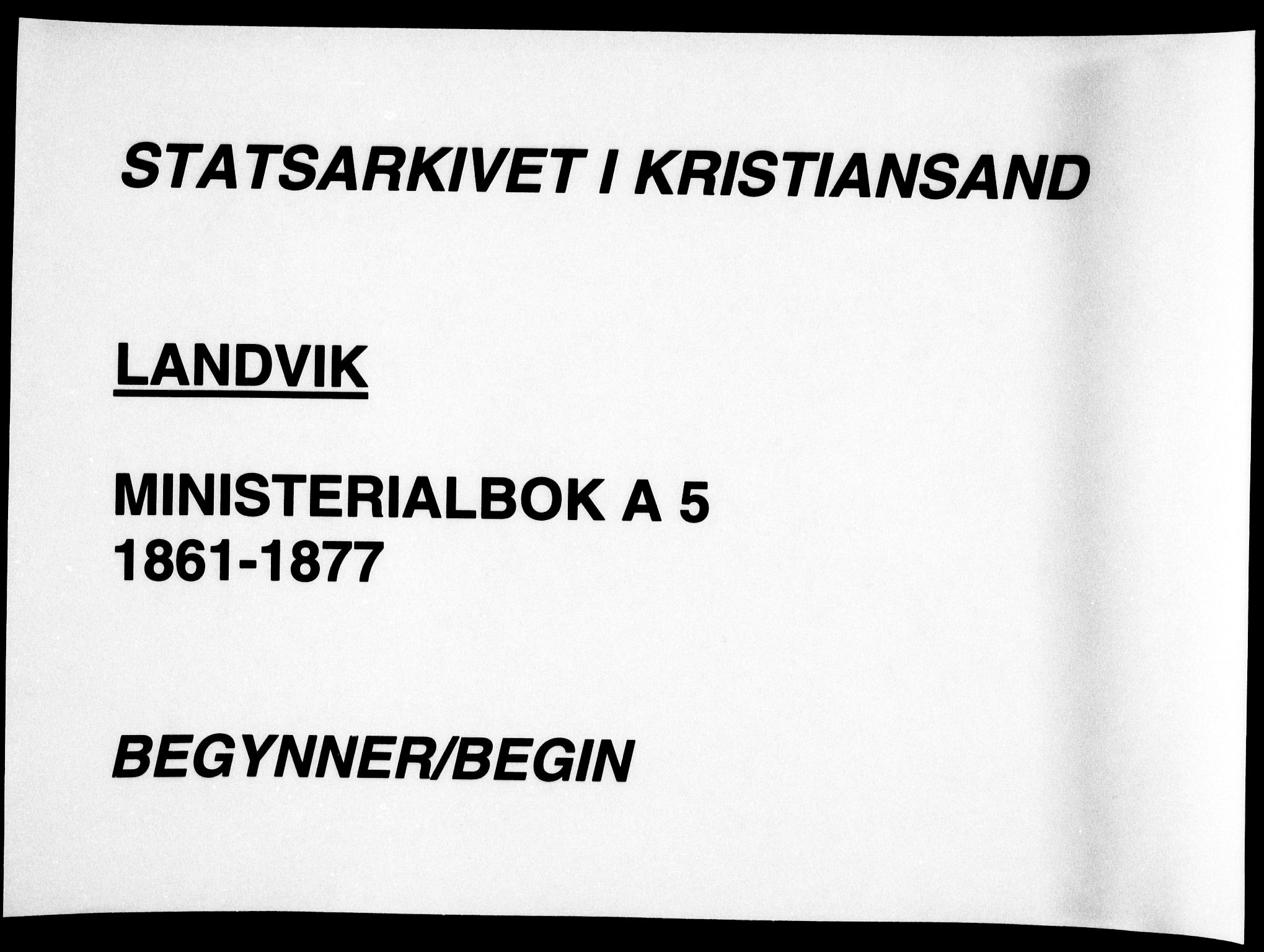 Hommedal sokneprestkontor, SAK/1111-0023/F/Fa/Fab/L0005: Parish register (official) no. A 5, 1861-1877