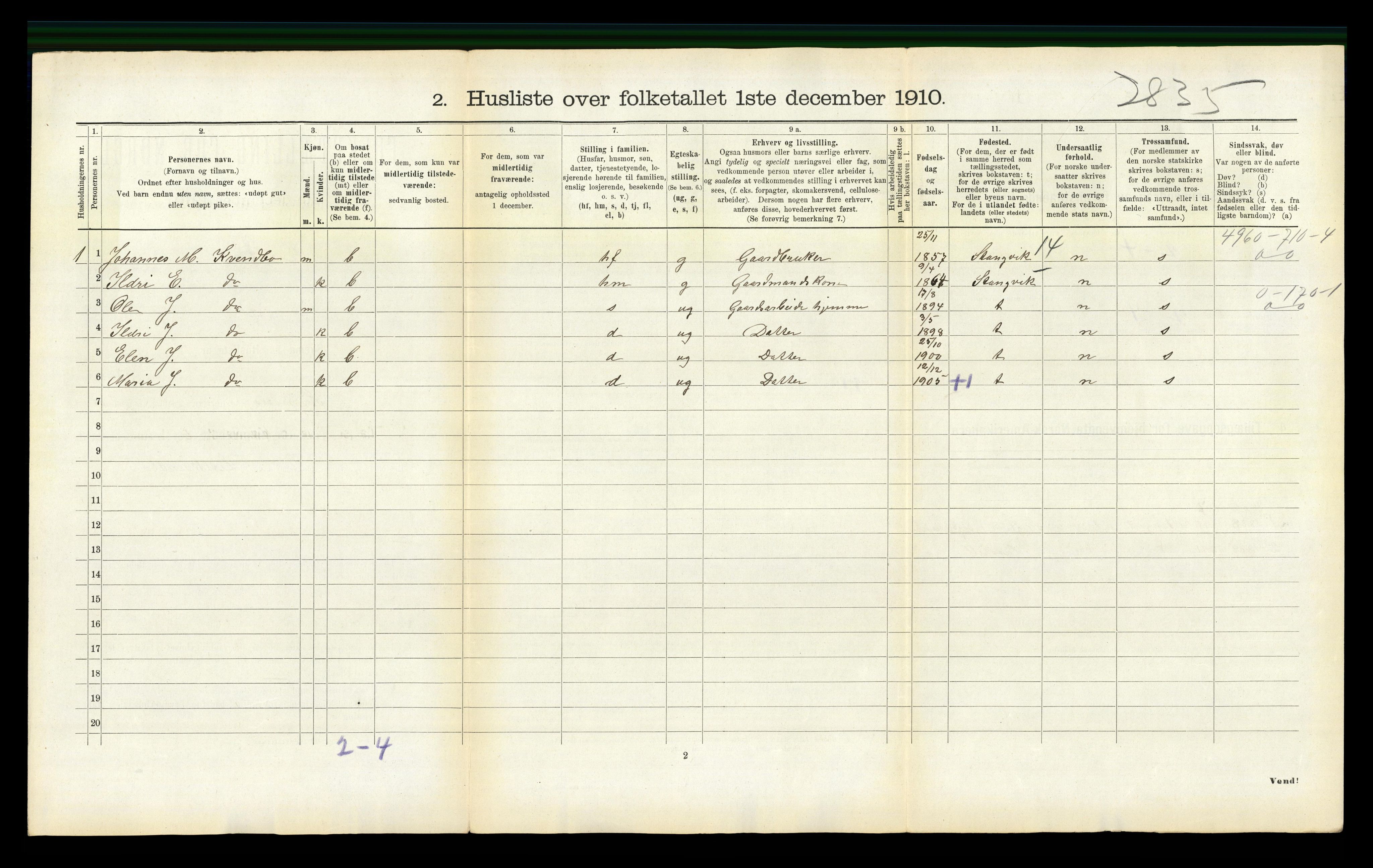 RA, 1910 census for Surnadal, 1910, p. 1006