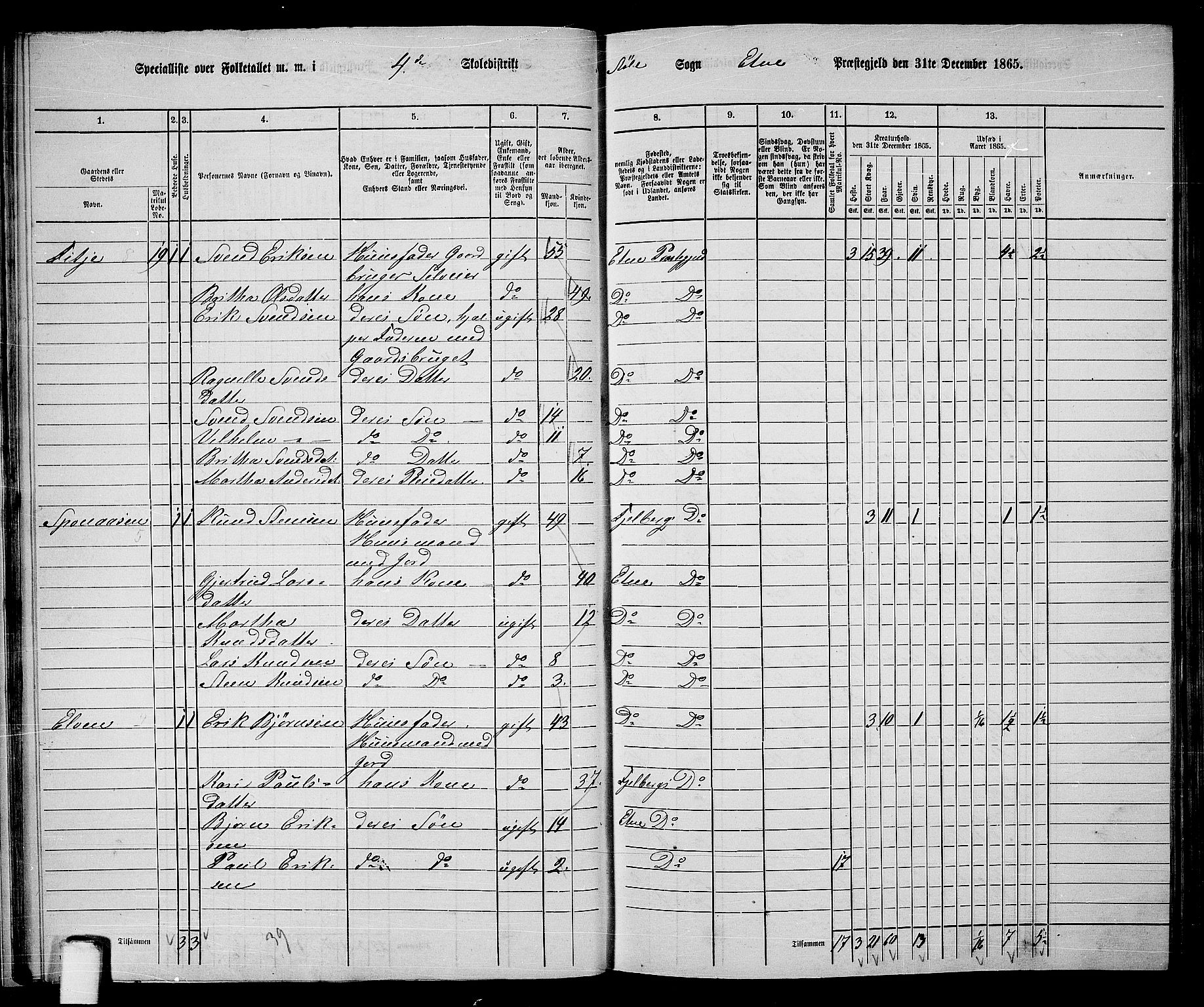 RA, 1865 census for Etne, 1865, p. 27