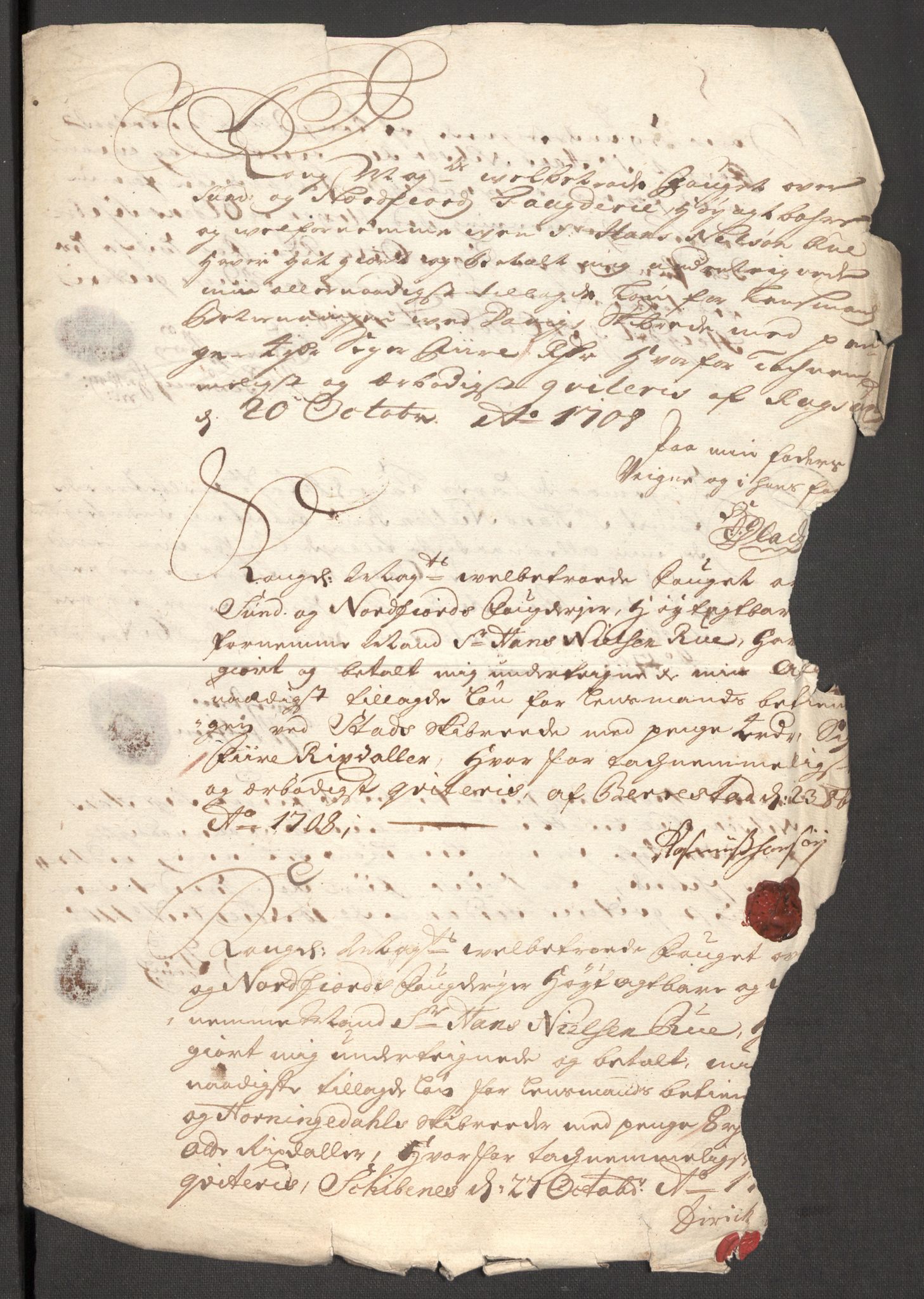 Rentekammeret inntil 1814, Reviderte regnskaper, Fogderegnskap, RA/EA-4092/R53/L3431: Fogderegnskap Sunn- og Nordfjord, 1708, p. 211