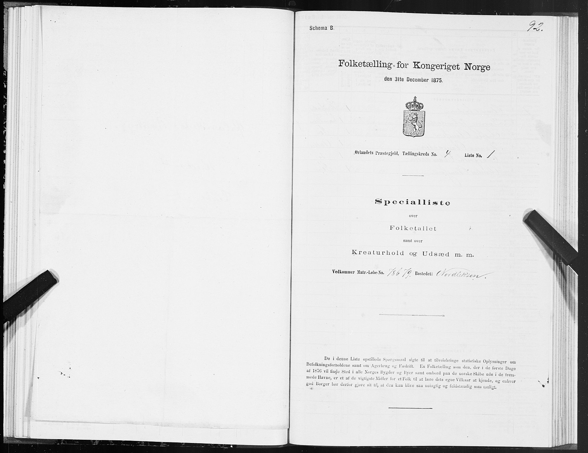 SAT, 1875 census for 1621P Ørland, 1875, p. 2092