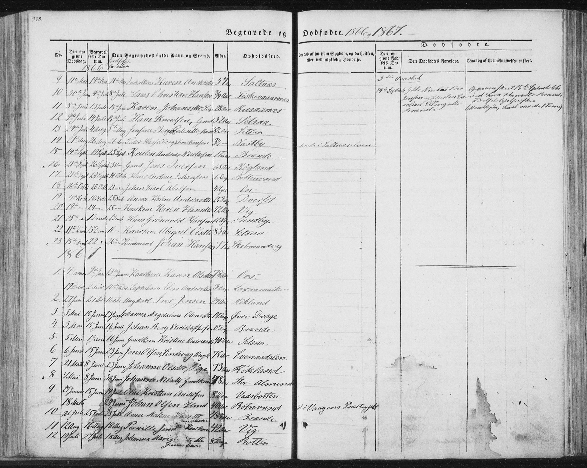 Ministerialprotokoller, klokkerbøker og fødselsregistre - Nordland, AV/SAT-A-1459/847/L0667: Parish register (official) no. 847A07, 1842-1871, p. 338