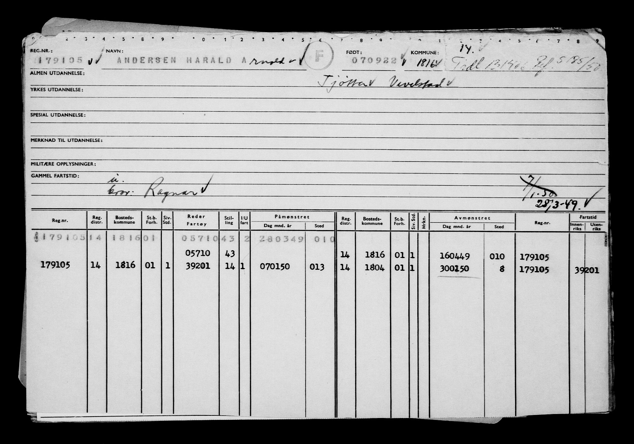 Direktoratet for sjømenn, AV/RA-S-3545/G/Gb/L0210: Hovedkort, 1922, p. 438