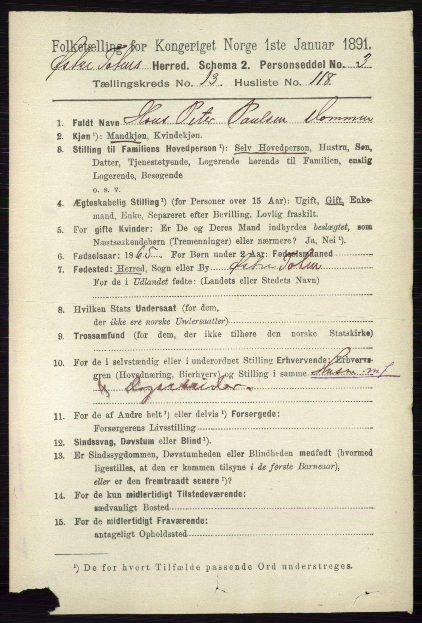 RA, 1891 census for 0528 Østre Toten, 1891, p. 9032