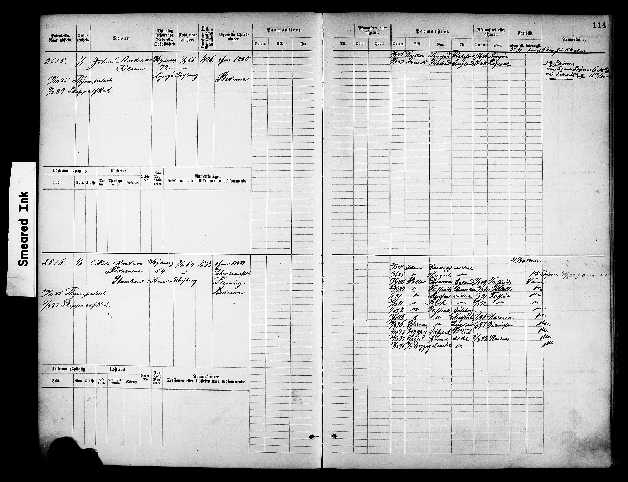 Tvedestrand mønstringskrets, AV/SAK-2031-0011/F/Fb/L0018: Hovedrulle nr 2289-3056, U-34, 1882-1892, p. 119