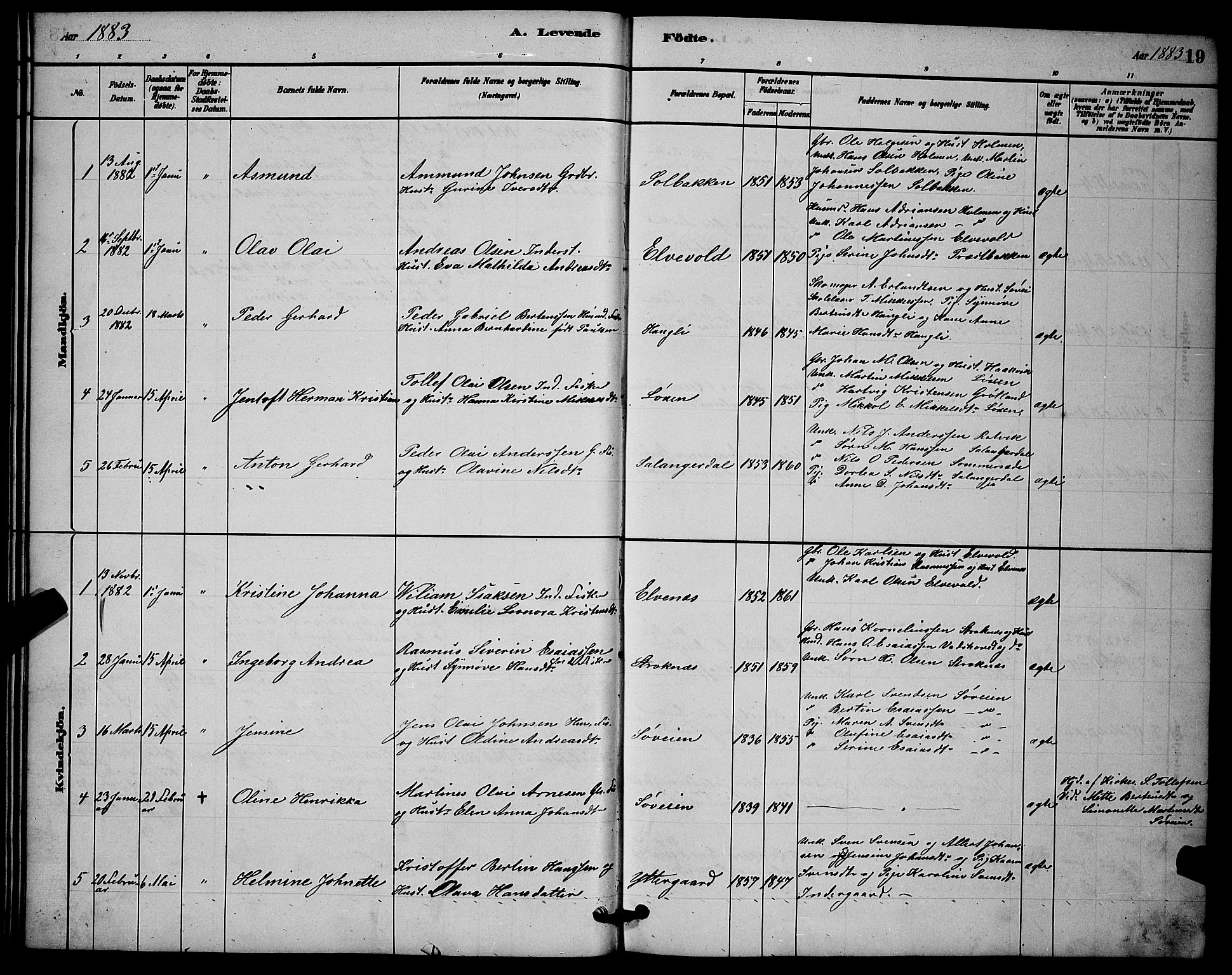 Ibestad sokneprestembete, AV/SATØ-S-0077/H/Ha/Hab/L0014klokker: Parish register (copy) no. 14, 1880-1887, p. 19