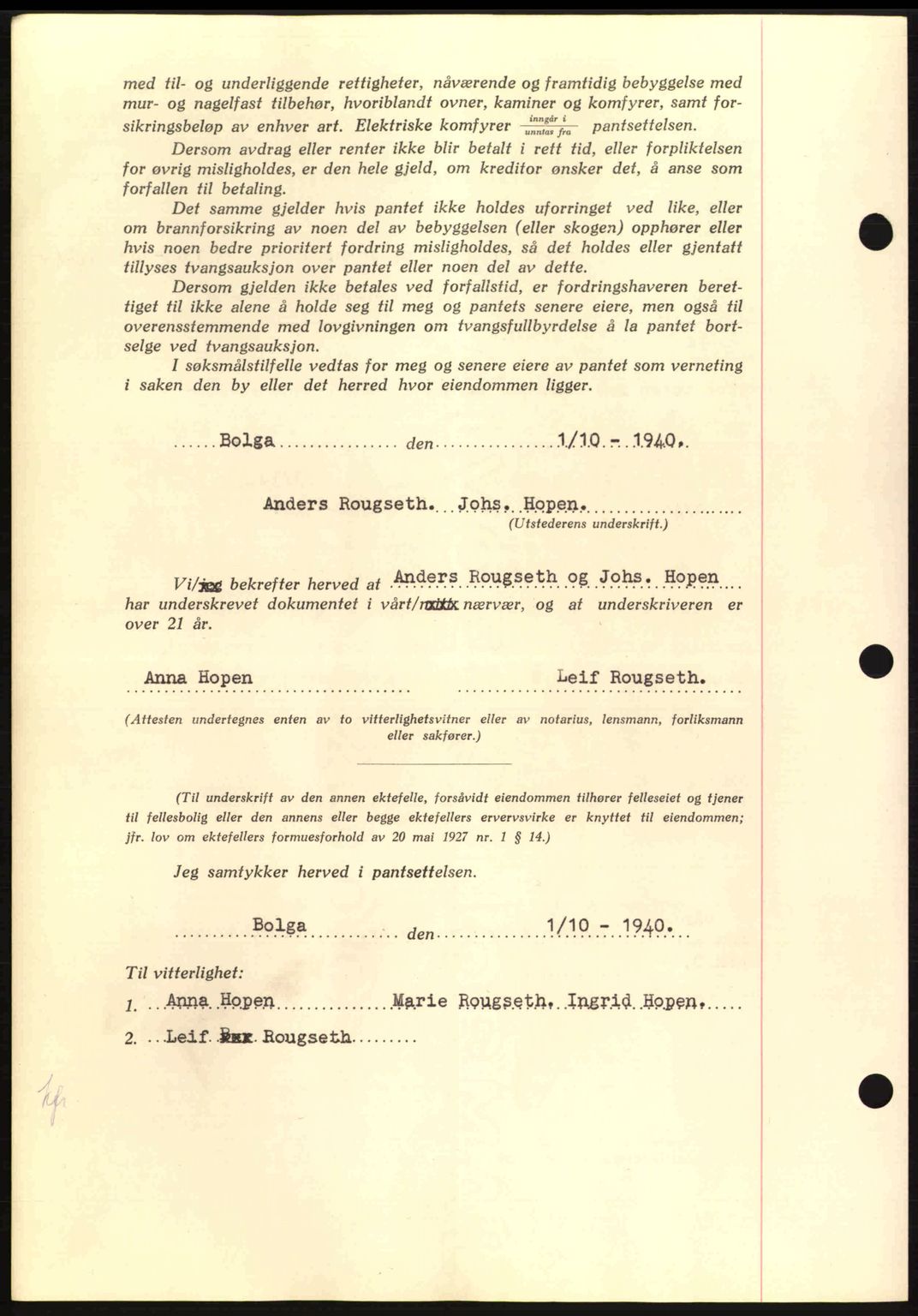 Nordmøre sorenskriveri, AV/SAT-A-4132/1/2/2Ca: Mortgage book no. B87, 1940-1941, Diary no: : 1754/1940