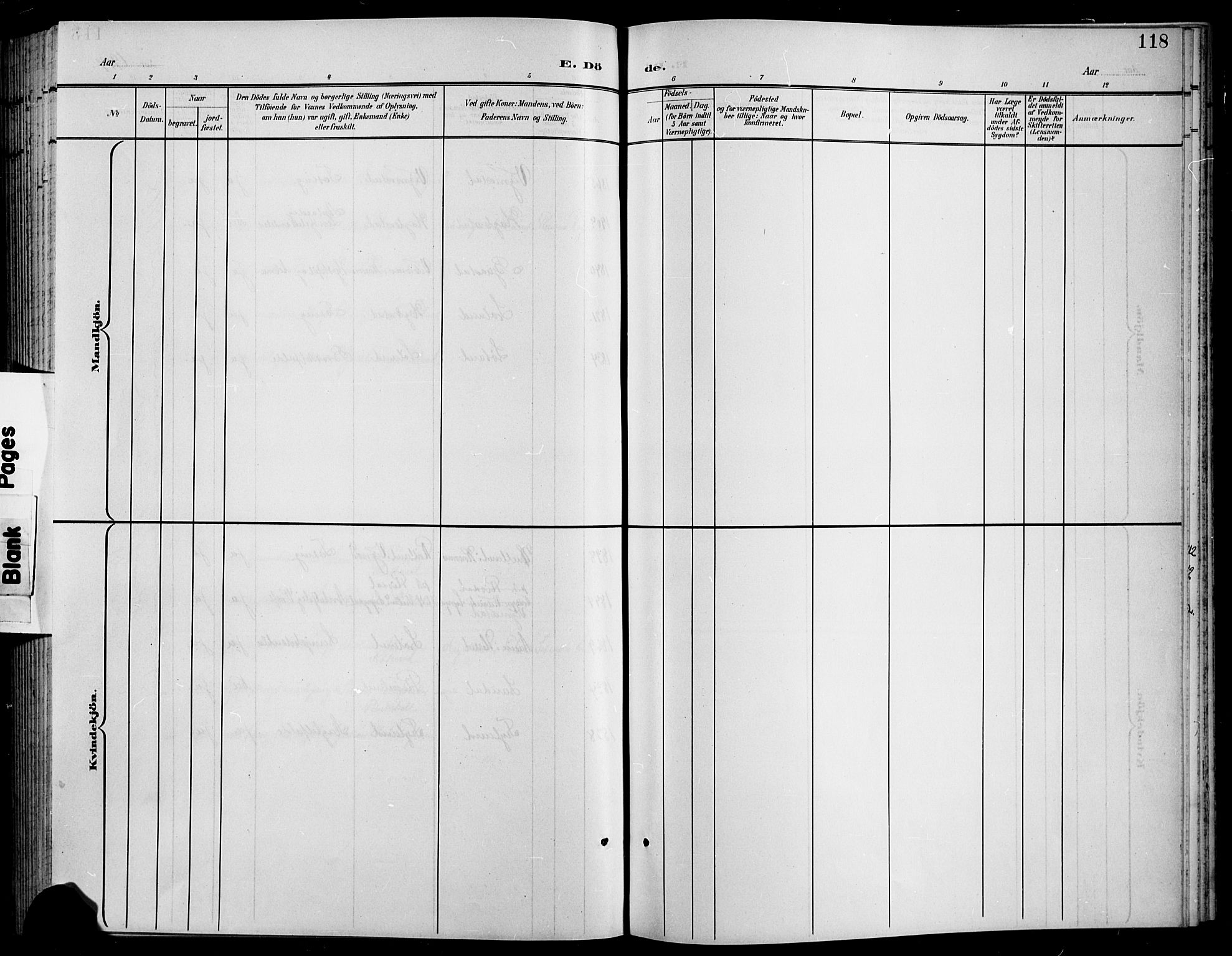 Nord-Audnedal sokneprestkontor, AV/SAK-1111-0032/F/Fb/Fbb/L0004: Parish register (copy) no. B 4, 1901-1917, p. 118