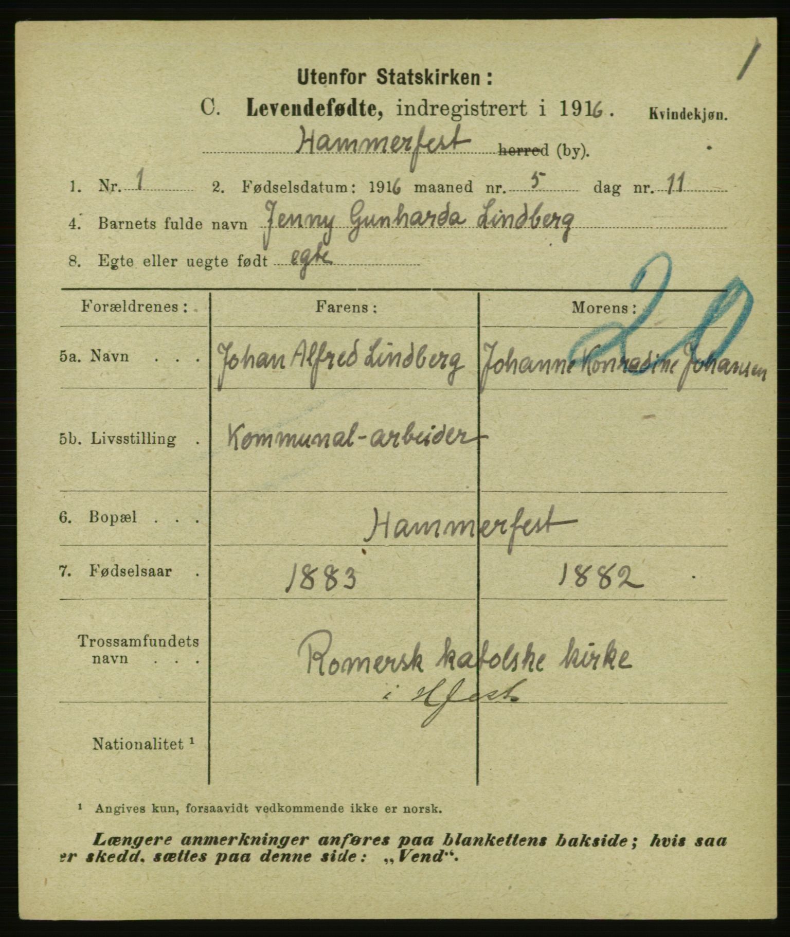 Statistisk sentralbyrå, Sosiodemografiske emner, Befolkning, AV/RA-S-2228/E/L0014: Fødte, gifte, døde dissentere., 1916, p. 1707