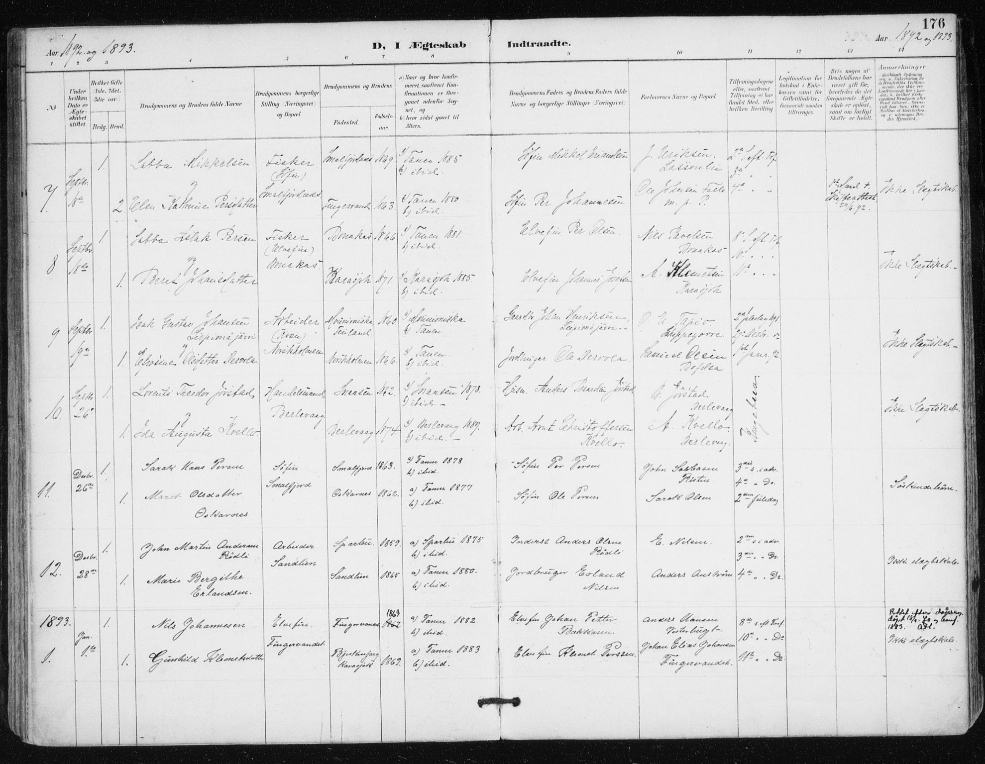 Tana sokneprestkontor, SATØ/S-1334/H/Ha/L0005kirke: Parish register (official) no. 5, 1891-1903, p. 176
