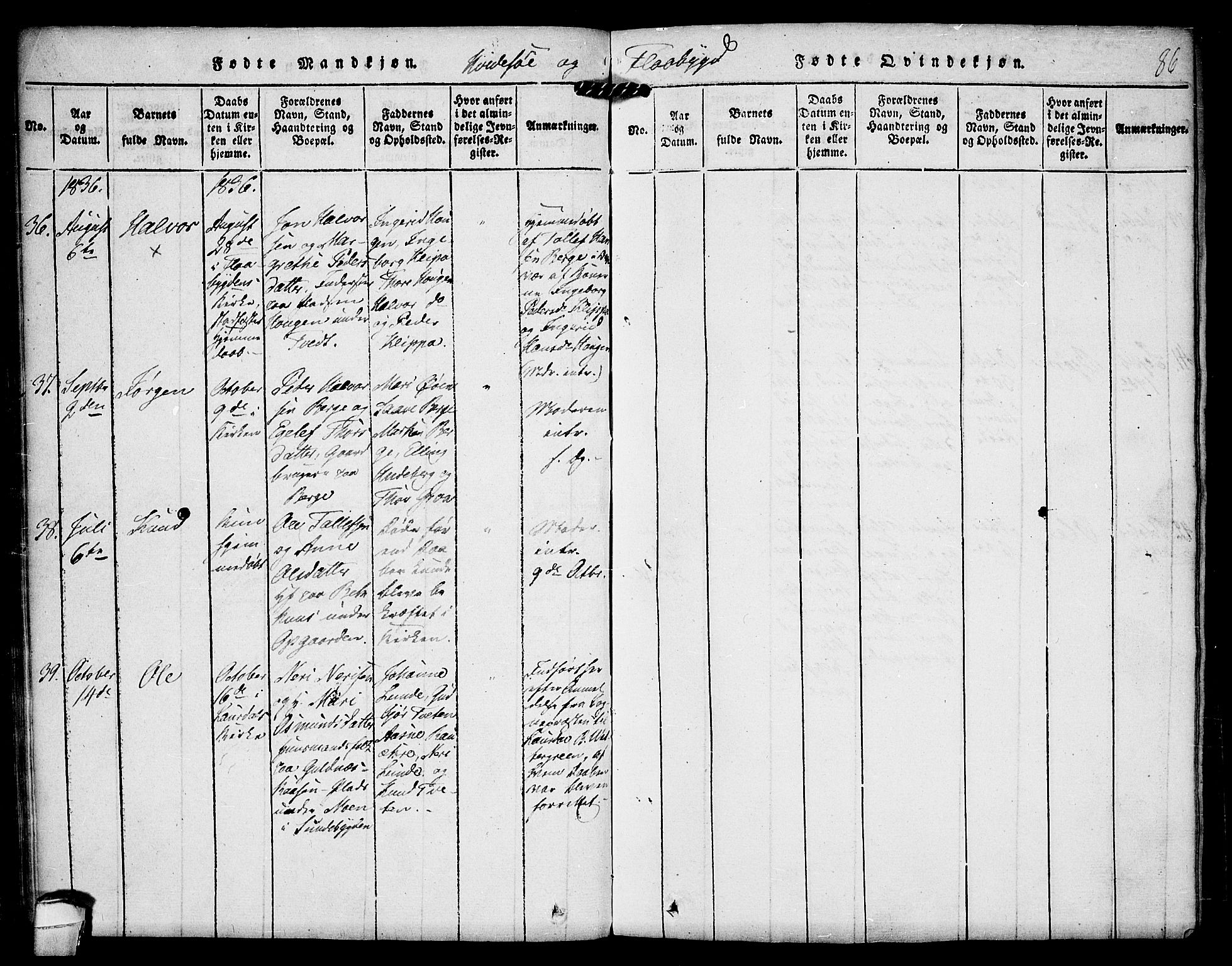 Kviteseid kirkebøker, SAKO/A-276/F/Fc/L0001: Parish register (official) no. III 1, 1815-1836, p. 86