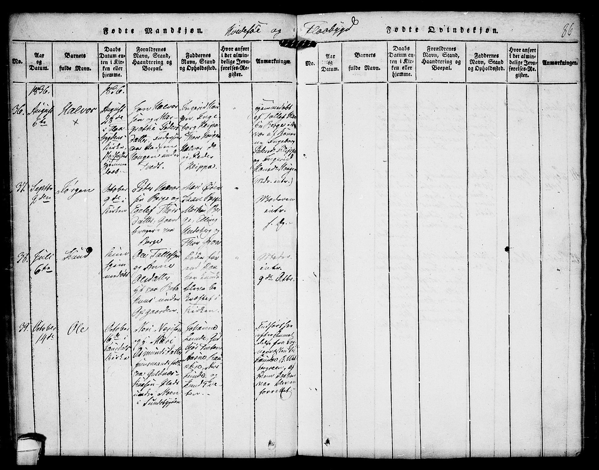 Kviteseid kirkebøker, AV/SAKO-A-276/F/Fc/L0001: Parish register (official) no. III 1, 1815-1836, p. 86