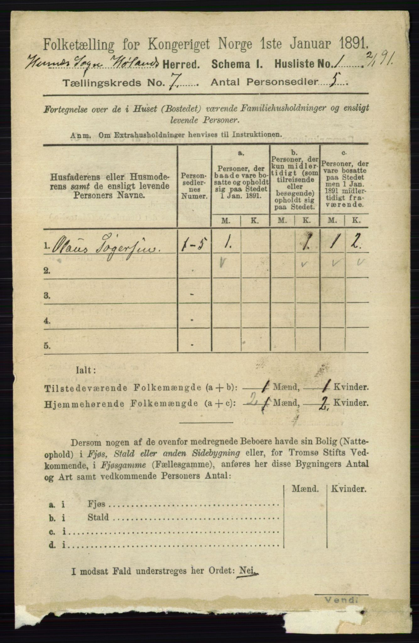 RA, 1891 census for 0221 Høland, 1891, p. 4807