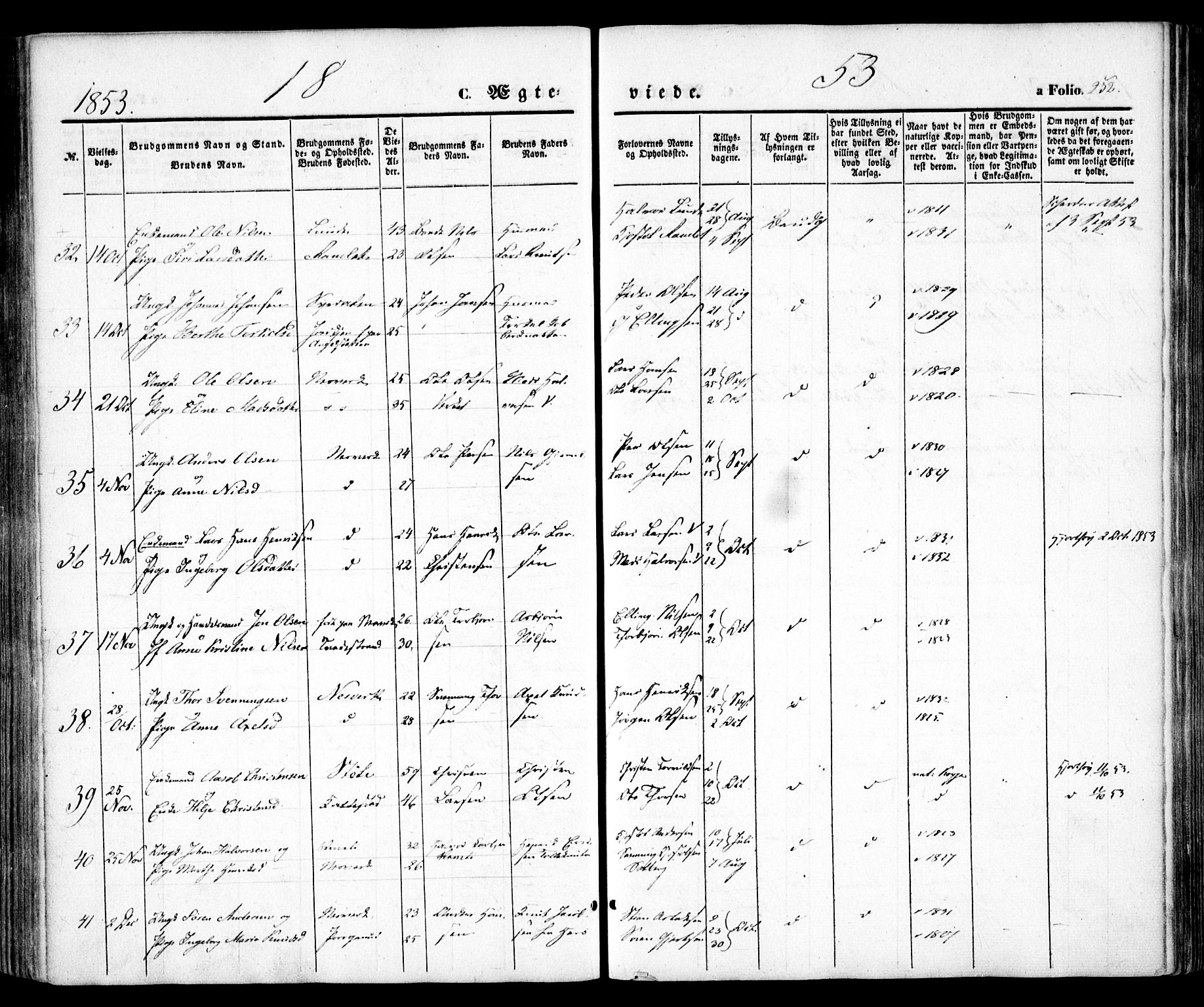 Holt sokneprestkontor, AV/SAK-1111-0021/F/Fa/L0008: Parish register (official) no. A 8, 1849-1860, p. 252