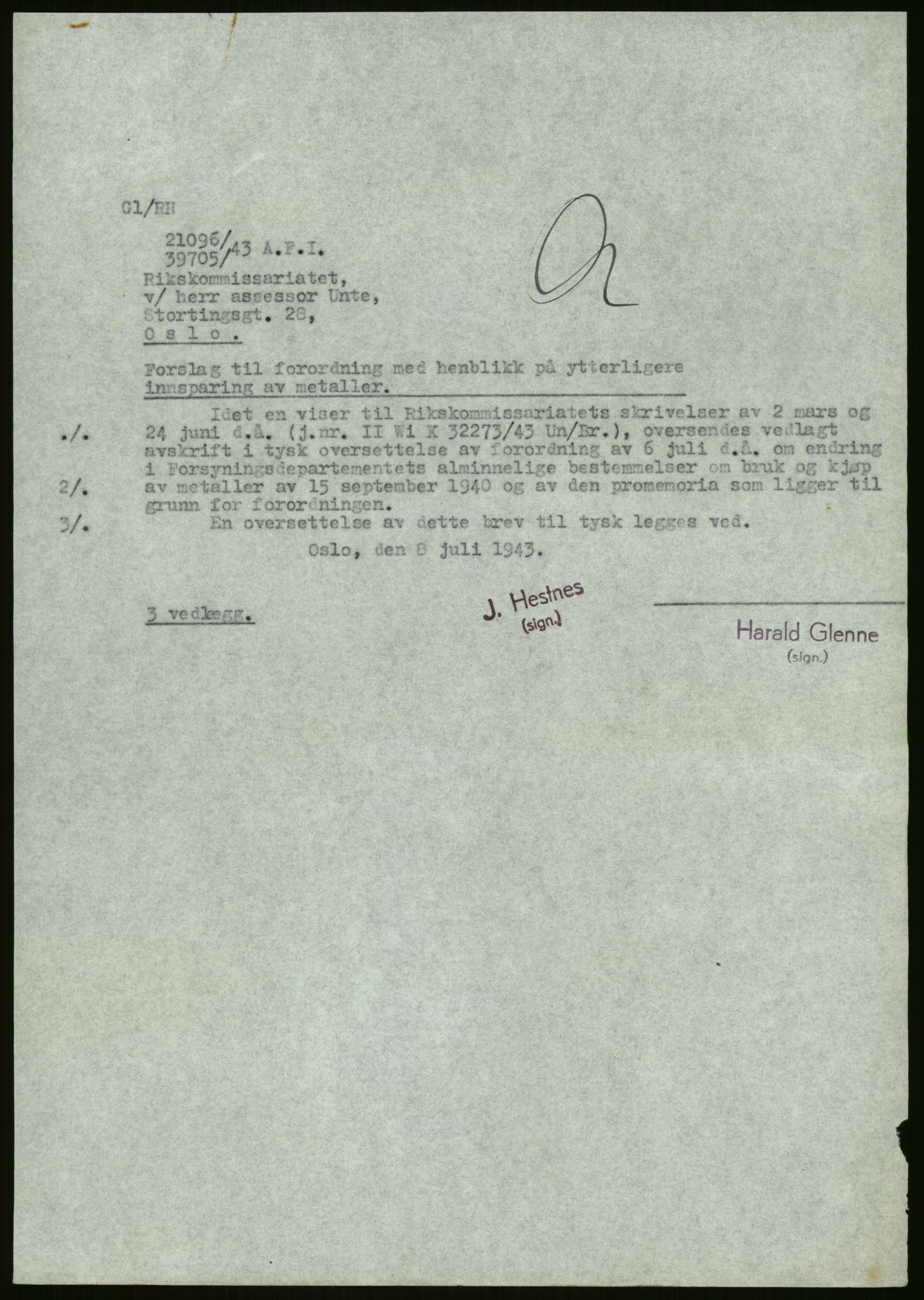 Direktoratet for industriforsyning, Sekretariatet, AV/RA-S-4153/D/Df/L0054: 9. Metallkontoret, 1940-1945, p. 25