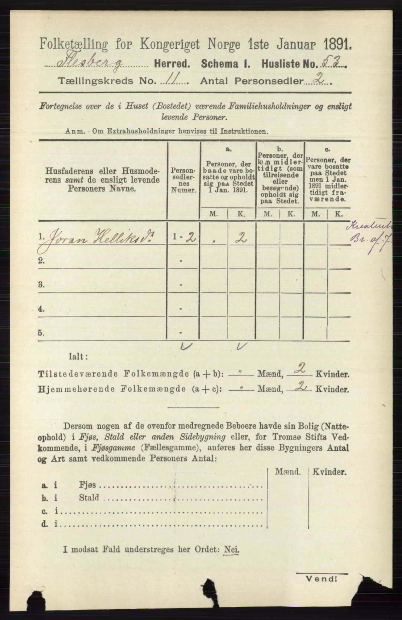 RA, 1891 census for 0631 Flesberg, 1891, p. 1771