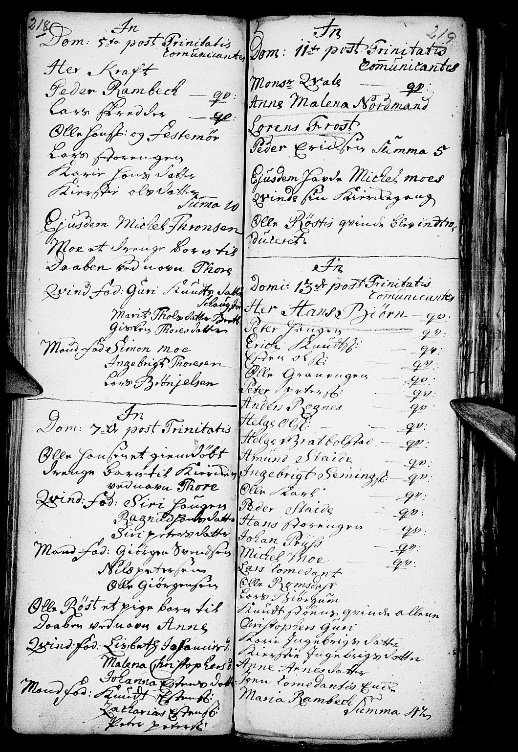 Kvikne prestekontor, SAH/PREST-064/H/Ha/Haa/L0001: Parish register (official) no. 1, 1740-1756, p. 218-219