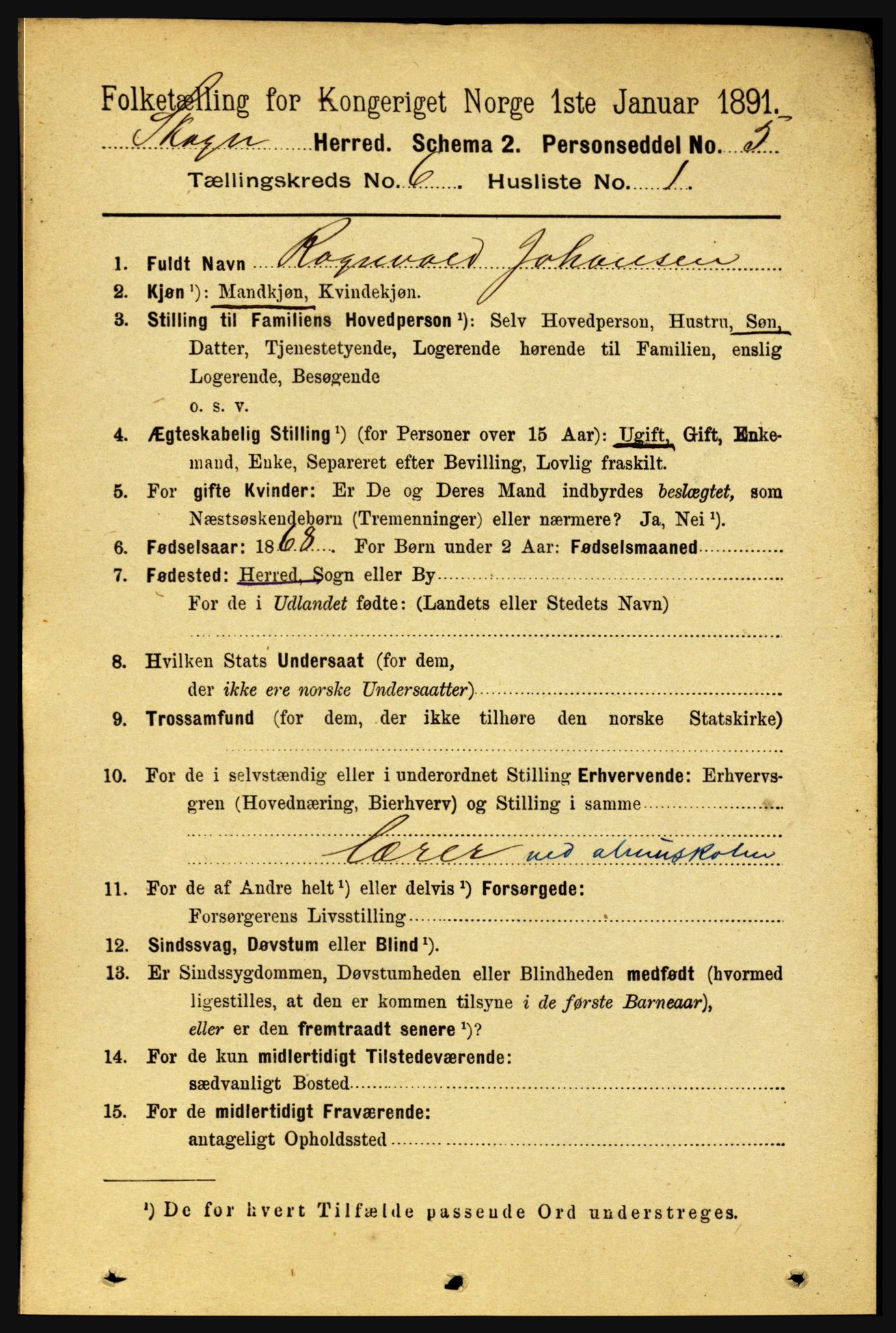 RA, 1891 census for 1719 Skogn, 1891, p. 3464