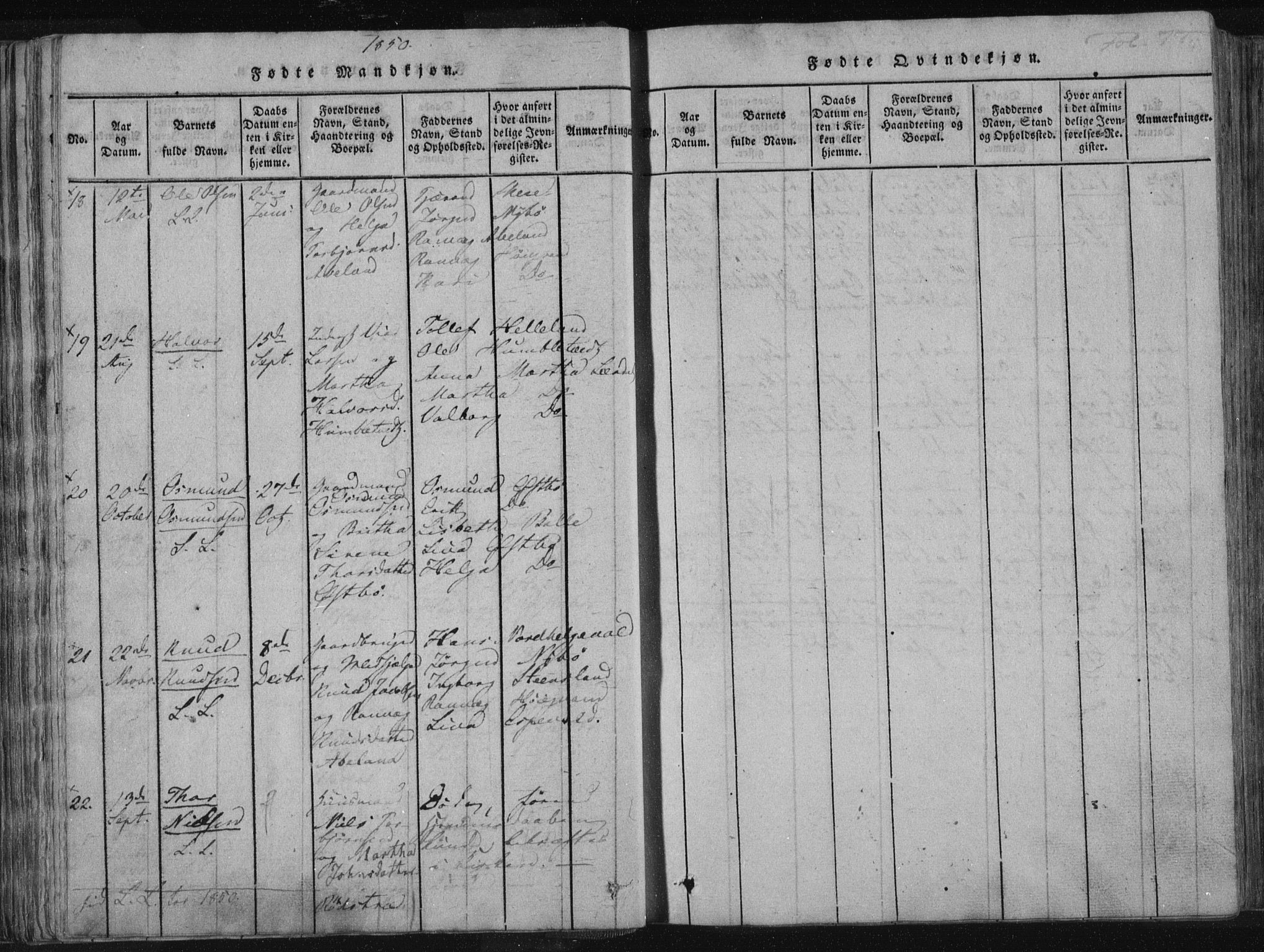 Vikedal sokneprestkontor, AV/SAST-A-101840/01/IV: Parish register (official) no. A 4, 1816-1850, p. 77