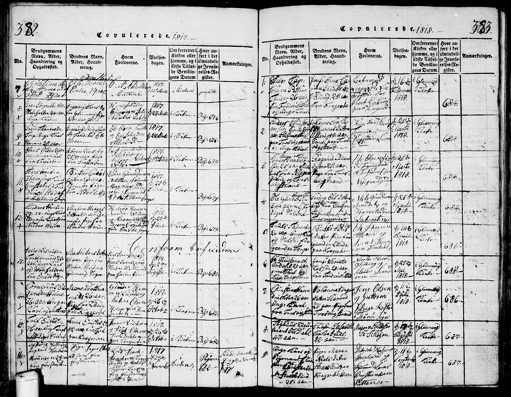 Glemmen prestekontor Kirkebøker, AV/SAO-A-10908/G/Ga/L0001: Parish register (copy) no. 1, 1816-1838, p. 382-383