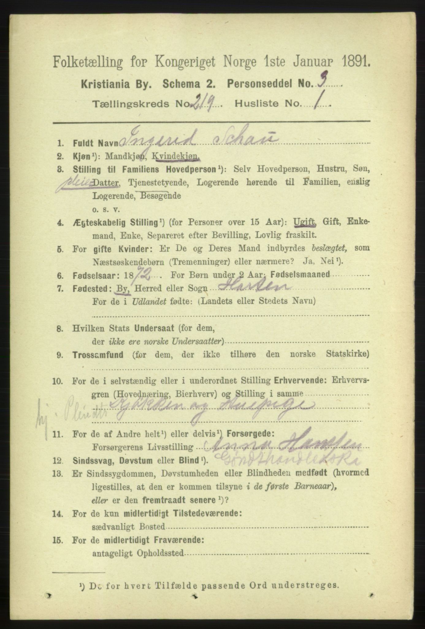 RA, 1891 census for 0301 Kristiania, 1891, p. 129969