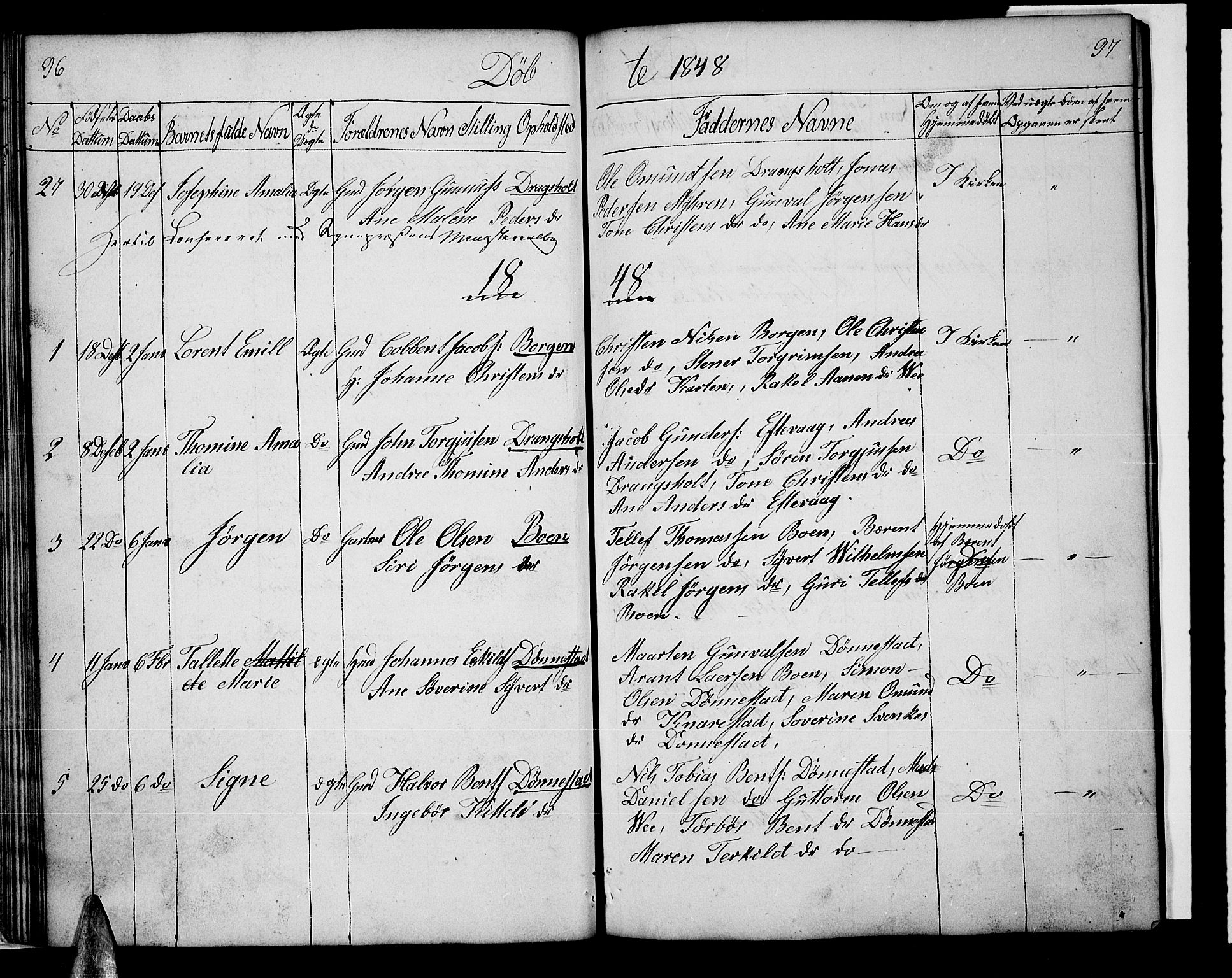 Tveit sokneprestkontor, AV/SAK-1111-0043/F/Fb/L0002: Parish register (copy) no. B 2, 1835-1854, p. 96-97