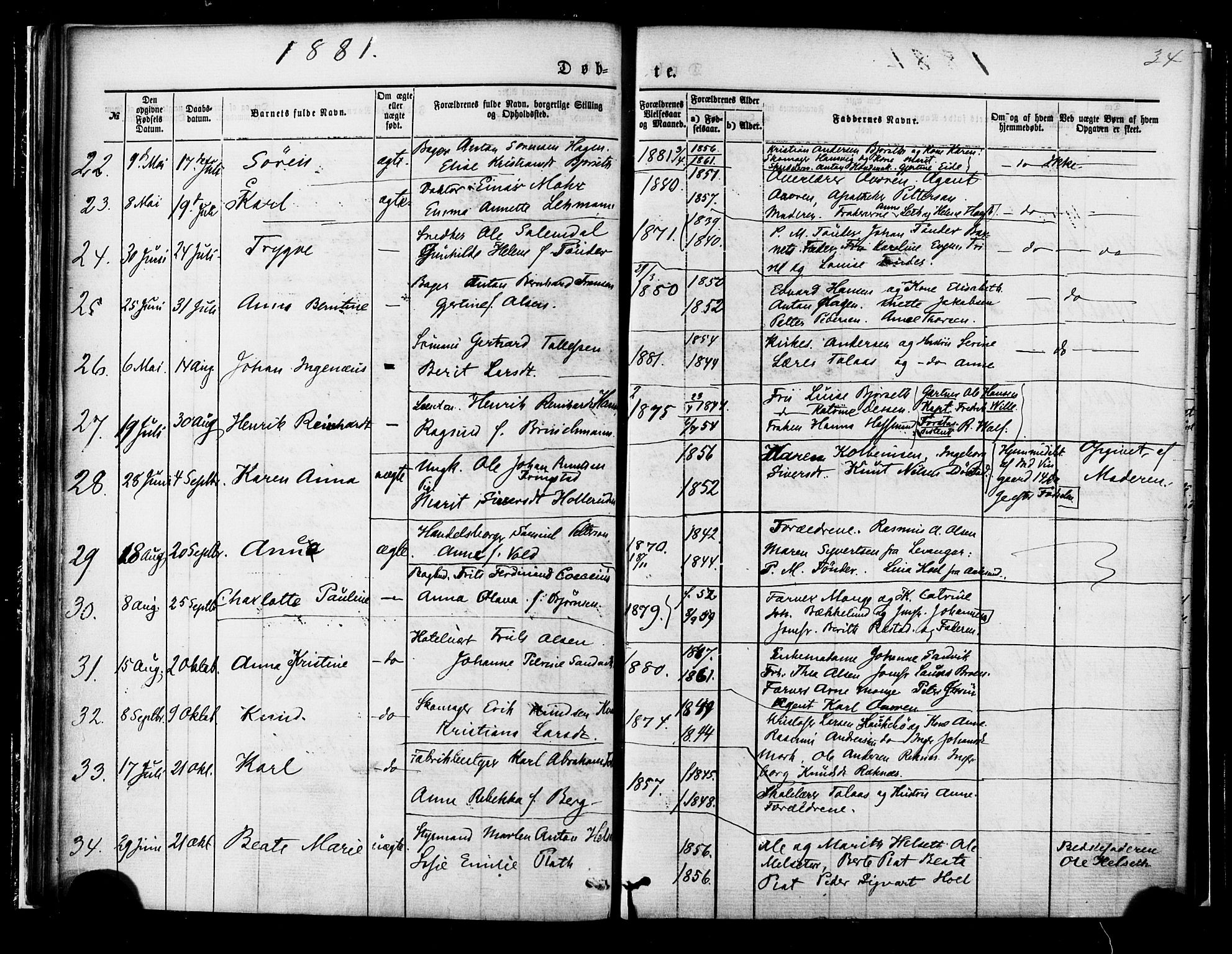 Ministerialprotokoller, klokkerbøker og fødselsregistre - Møre og Romsdal, AV/SAT-A-1454/558/L0691: Parish register (official) no. 558A05, 1873-1886, p. 34