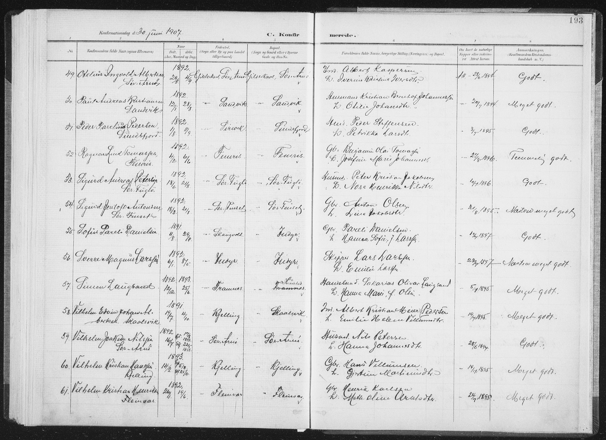 Ministerialprotokoller, klokkerbøker og fødselsregistre - Nordland, AV/SAT-A-1459/805/L0102: Parish register (official) no. 805A08I, 1900-1909, p. 193