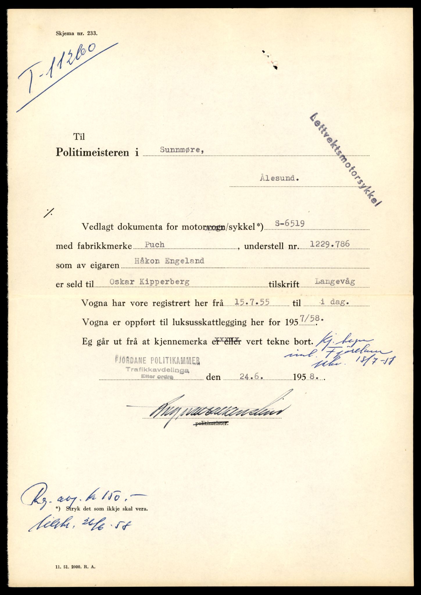 Møre og Romsdal vegkontor - Ålesund trafikkstasjon, AV/SAT-A-4099/F/Fe/L0027: Registreringskort for kjøretøy T 11161 - T 11289, 1927-1998, p. 2665