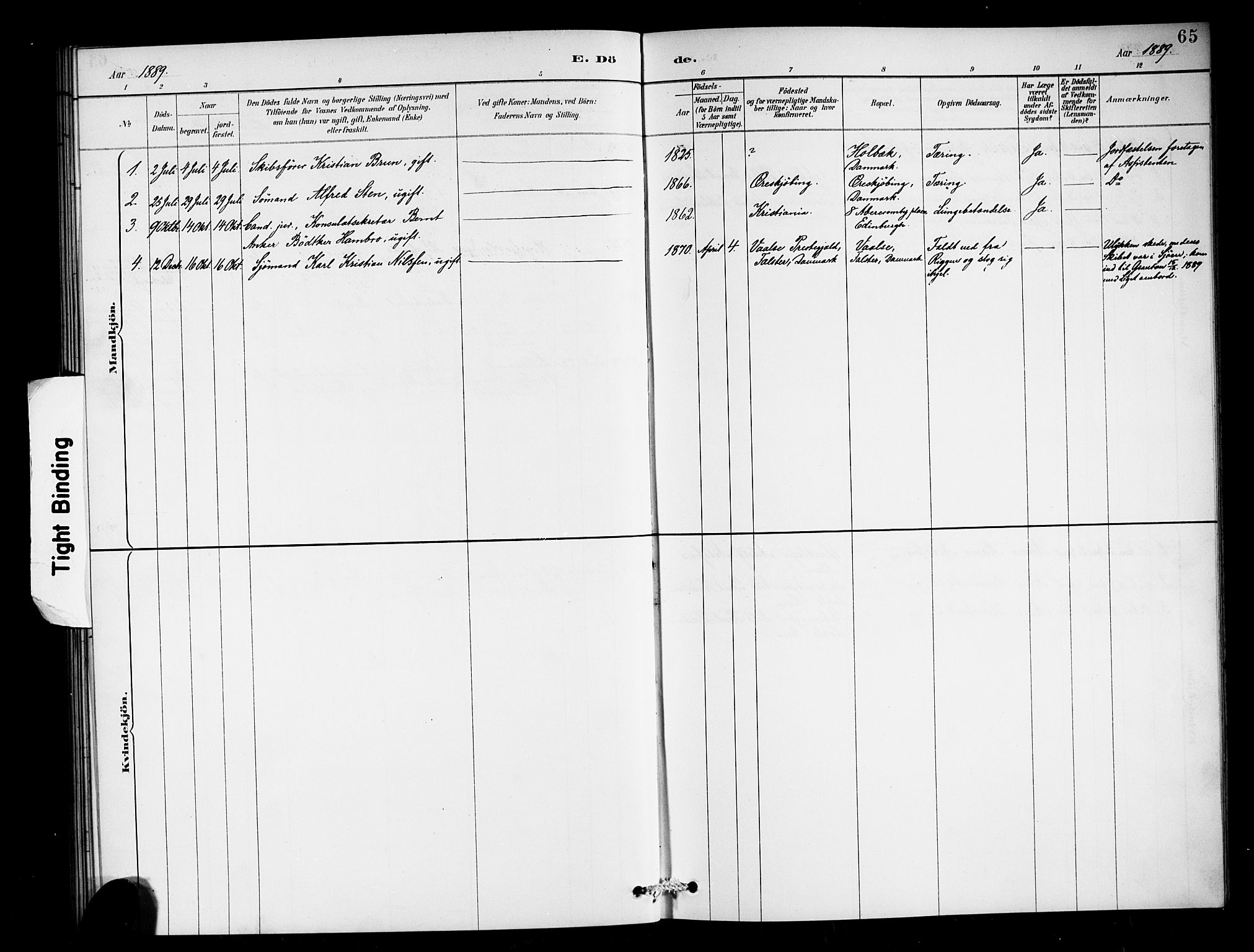 Den norske sjømannsmisjon i utlandet/Skotske havner (Leith, Glasgow), SAB/SAB/PA-0100/H/Ha/Haa/L0003: Parish register (official) no. A 3, 1887-1898, p. 65