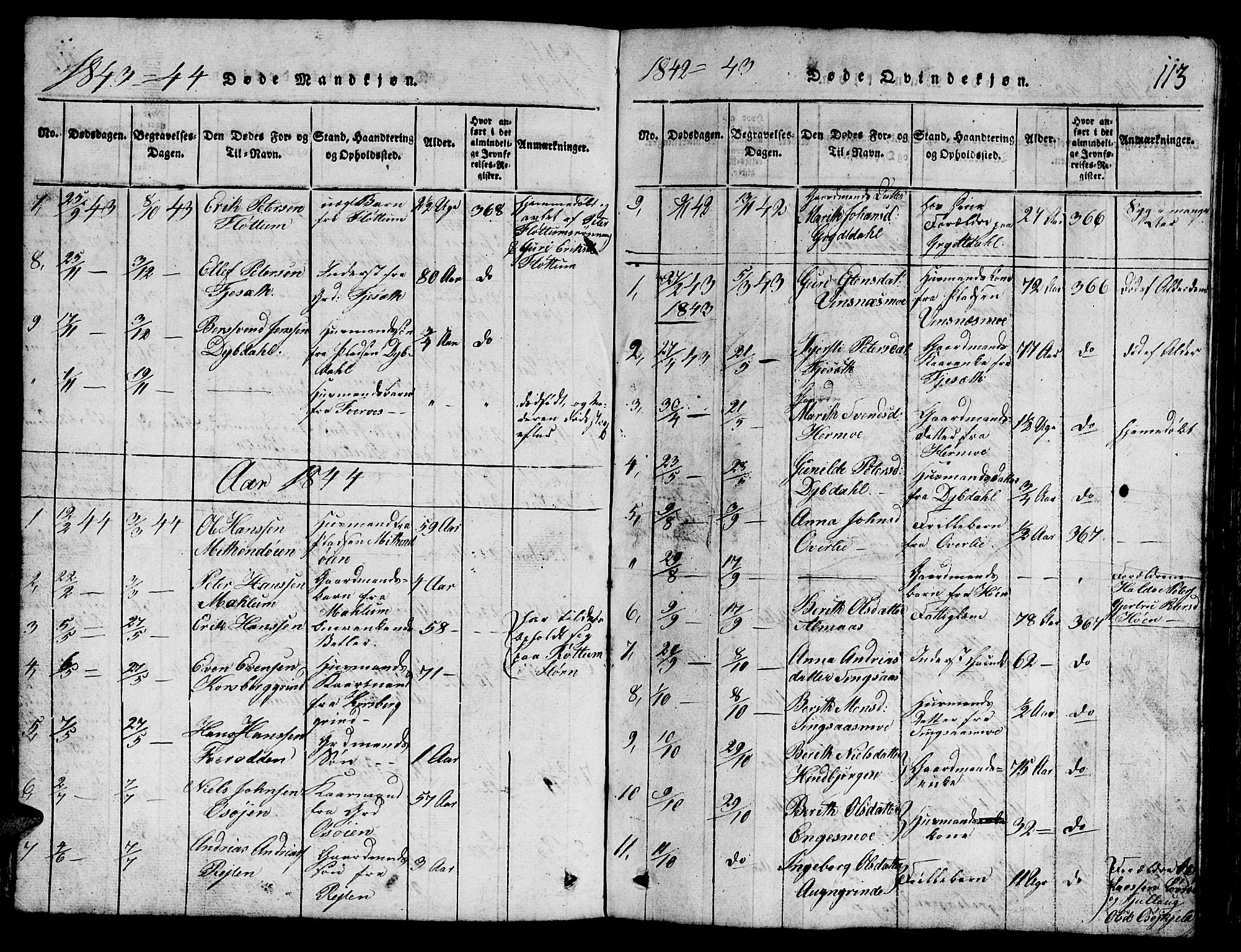 Ministerialprotokoller, klokkerbøker og fødselsregistre - Sør-Trøndelag, SAT/A-1456/688/L1026: Parish register (copy) no. 688C01, 1817-1860, p. 113