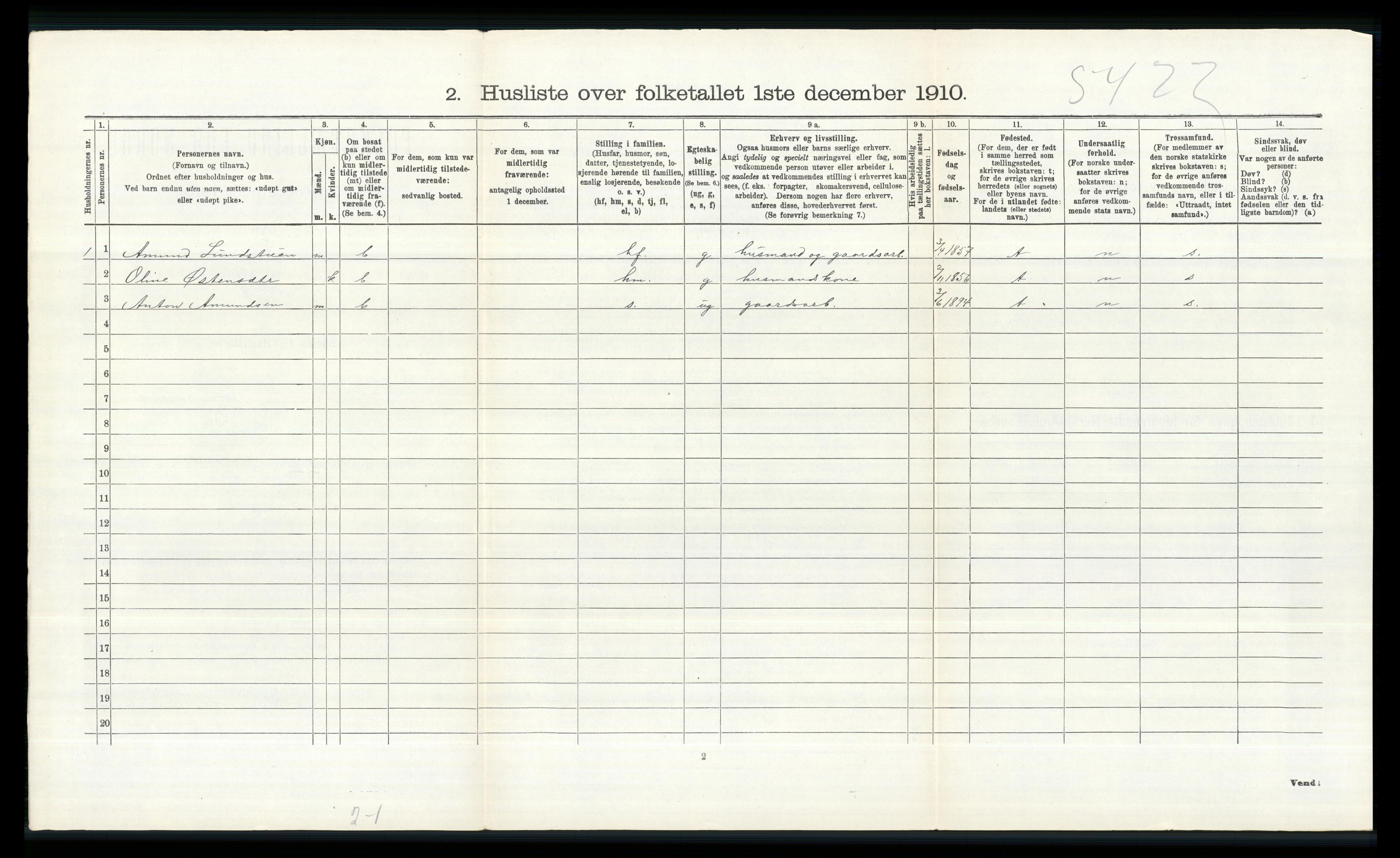 RA, 1910 census for Nord-Fron, 1910, p. 697