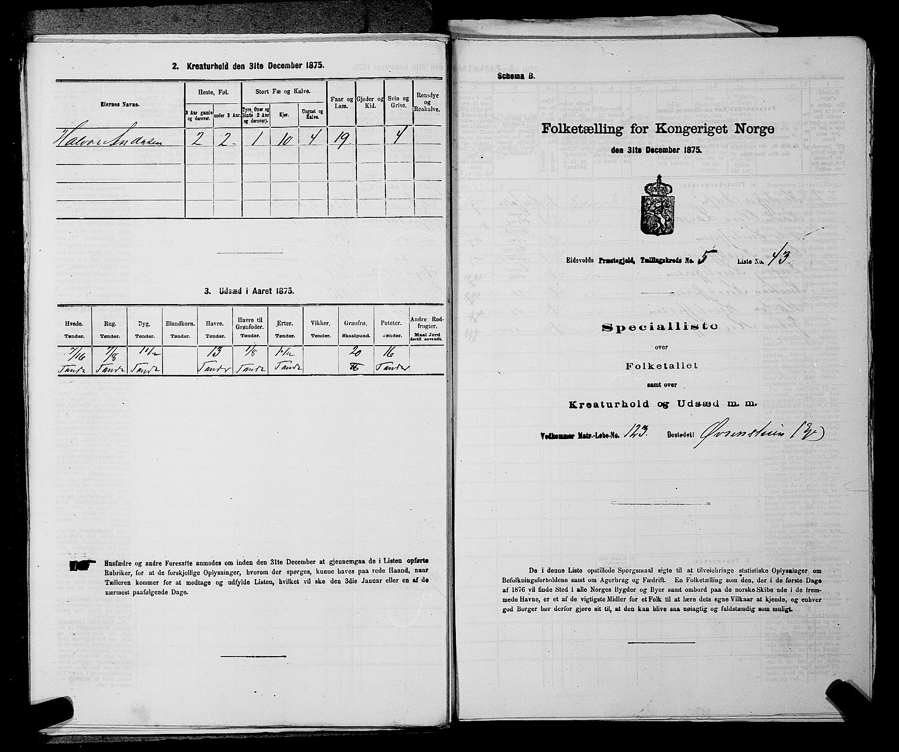 RA, 1875 census for 0237P Eidsvoll, 1875, p. 756