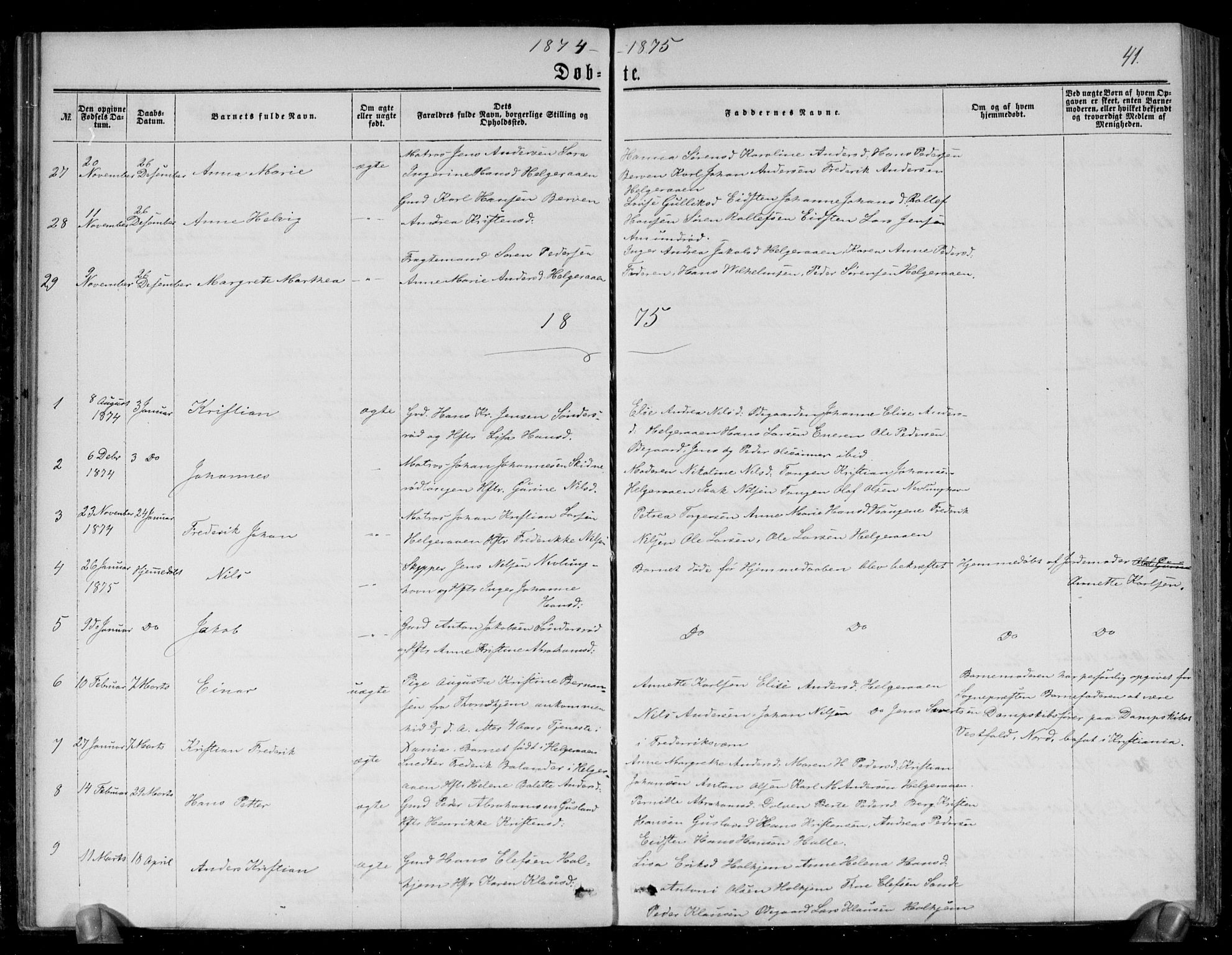 Brunlanes kirkebøker, AV/SAKO-A-342/G/Gb/L0001: Parish register (copy) no. II 1, 1866-1877, p. 41