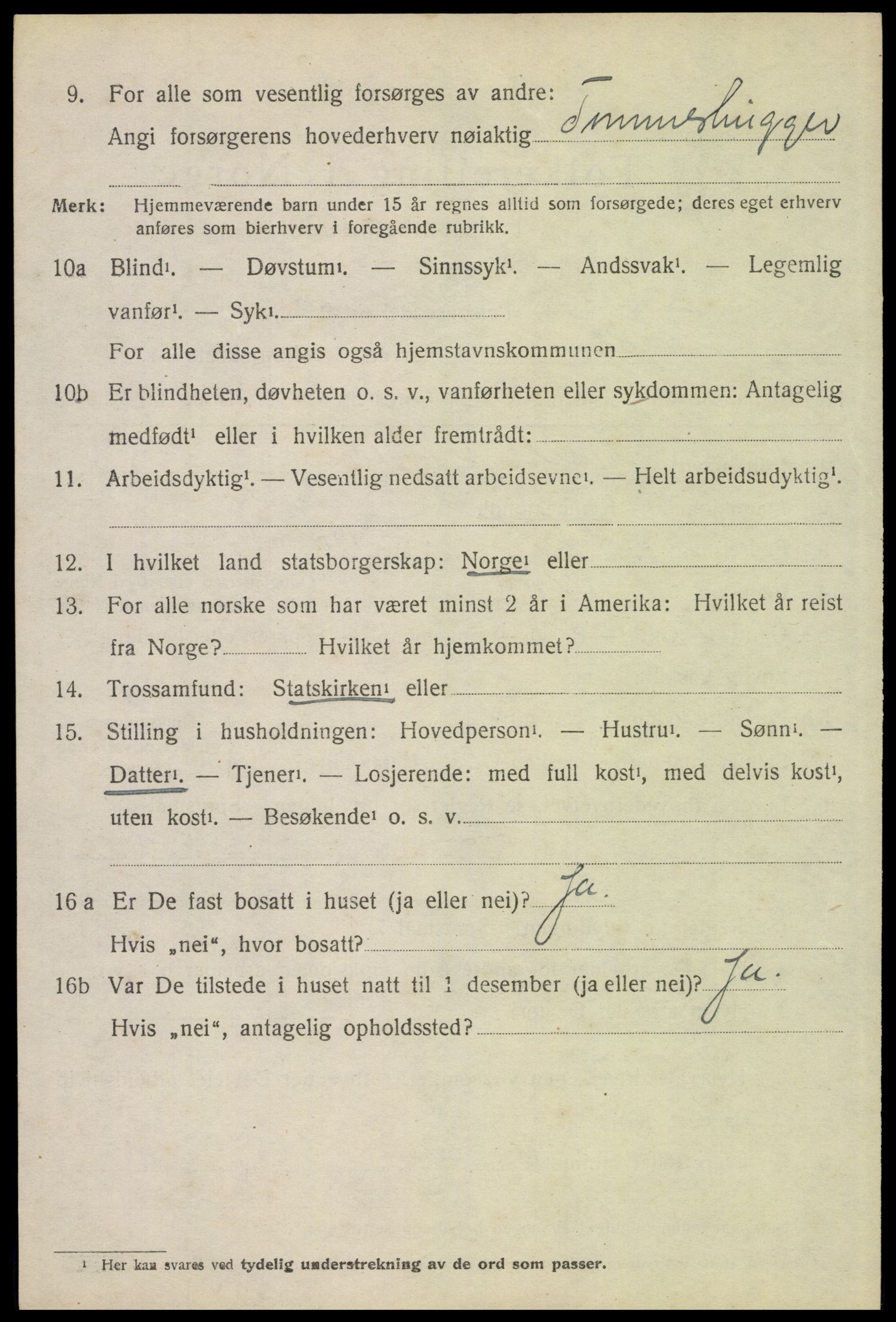 SAH, 1920 census for Trysil, 1920, p. 9478