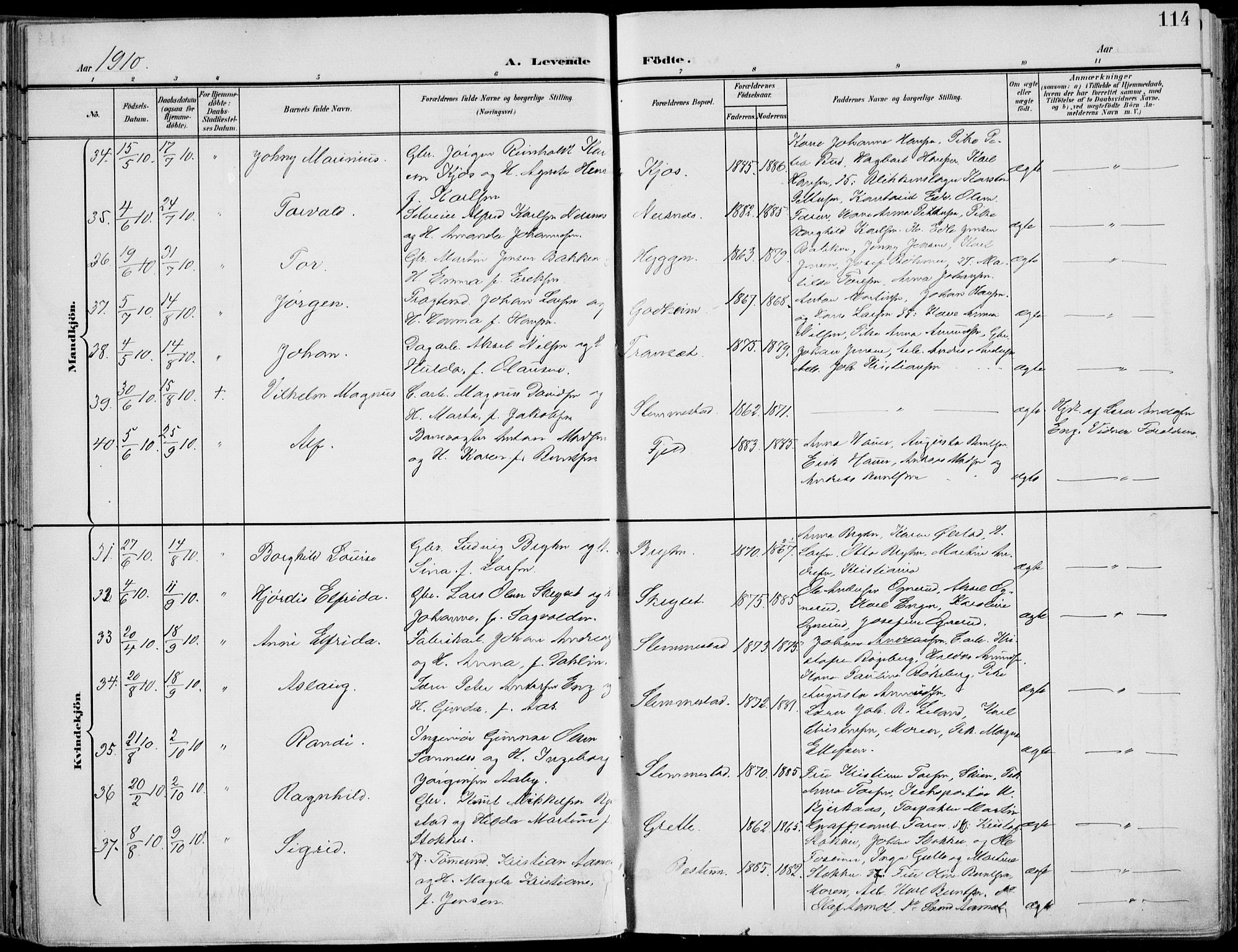 Røyken kirkebøker, SAKO/A-241/F/Fa/L0009: Parish register (official) no. 9, 1898-1911, p. 114