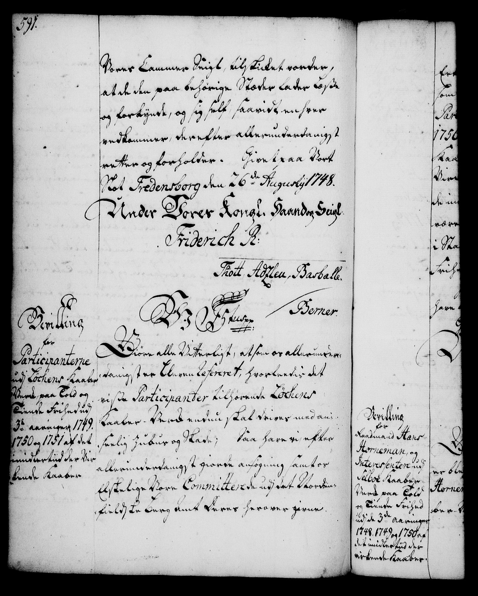 Rentekammeret, Kammerkanselliet, RA/EA-3111/G/Gg/Gga/L0005: Norsk ekspedisjonsprotokoll med register (merket RK 53.5), 1741-1749, p. 591