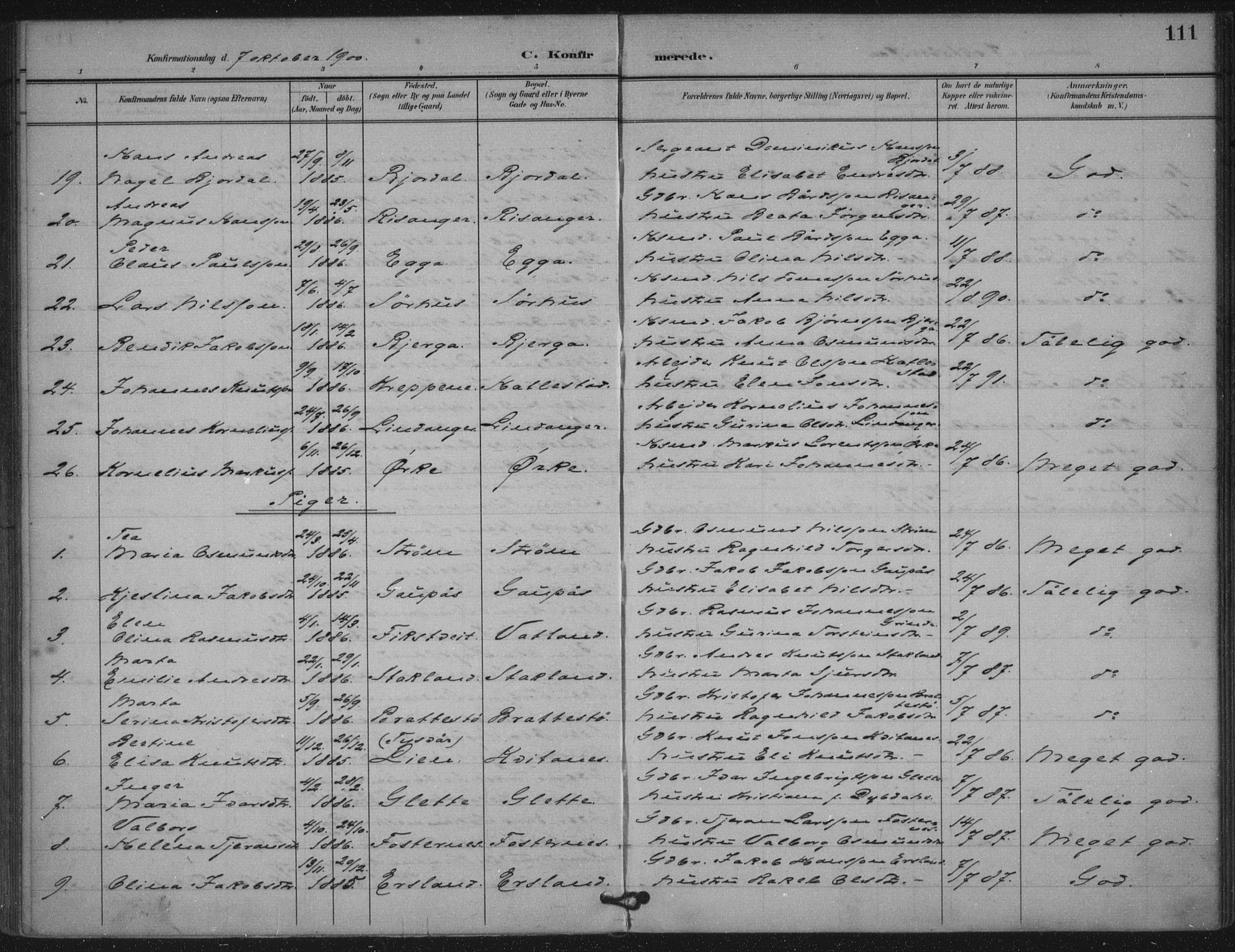 Skjold sokneprestkontor, AV/SAST-A-101847/H/Ha/Haa/L0011: Parish register (official) no. A 11, 1897-1914, p. 111