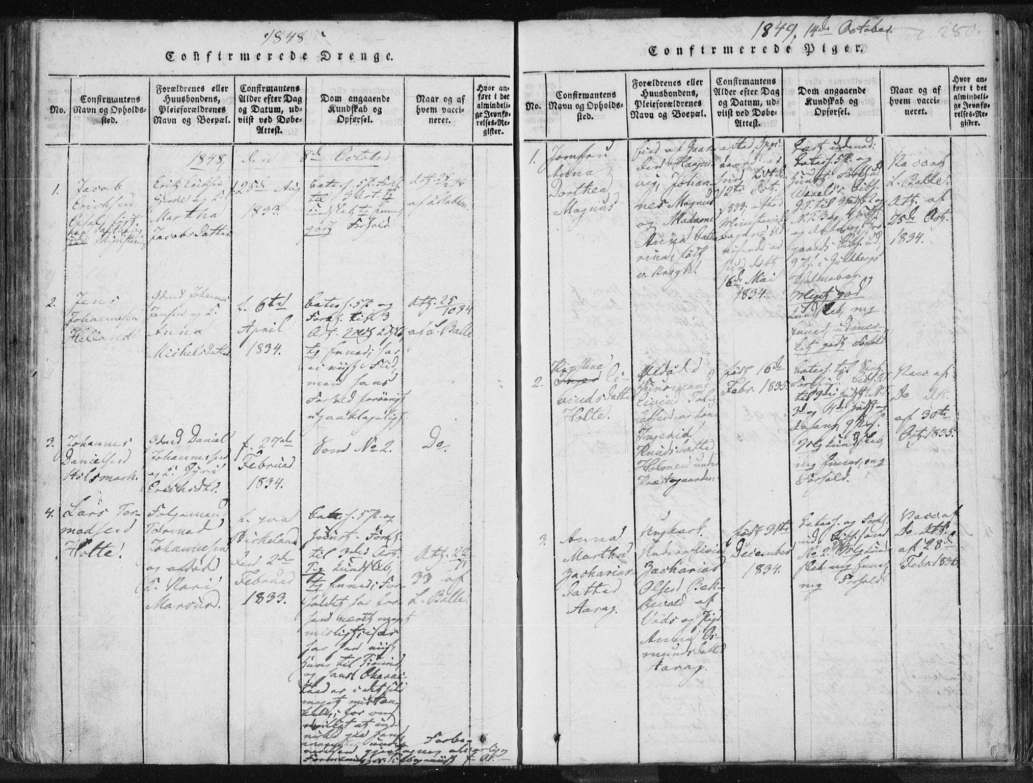 Vikedal sokneprestkontor, AV/SAST-A-101840/01/IV: Parish register (official) no. A 3, 1817-1850, p. 280