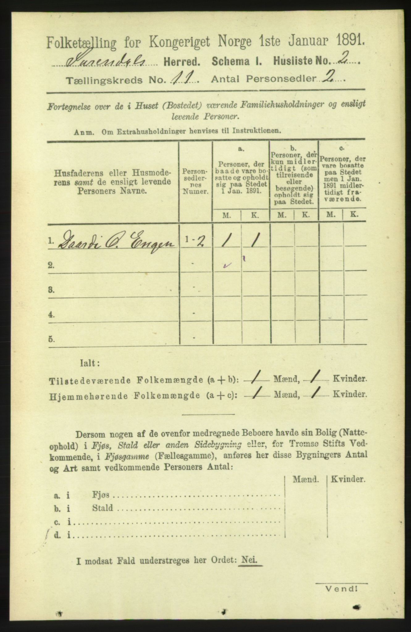 RA, 1891 census for 1566 Surnadal, 1891, p. 2647