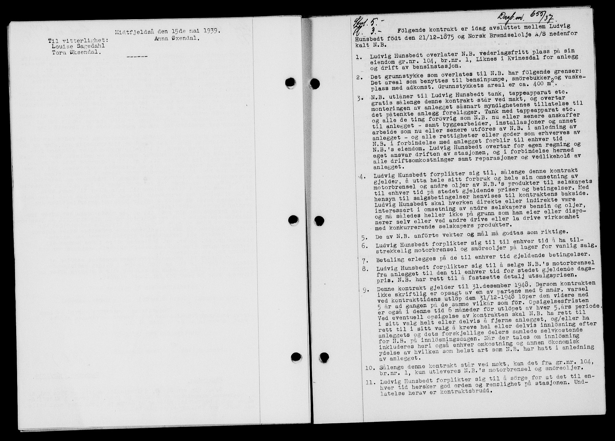 Flekkefjord sorenskriveri, SAK/1221-0001/G/Gb/Gba/L0054: Mortgage book no. A-2, 1937-1938, Diary no: : 655/1937