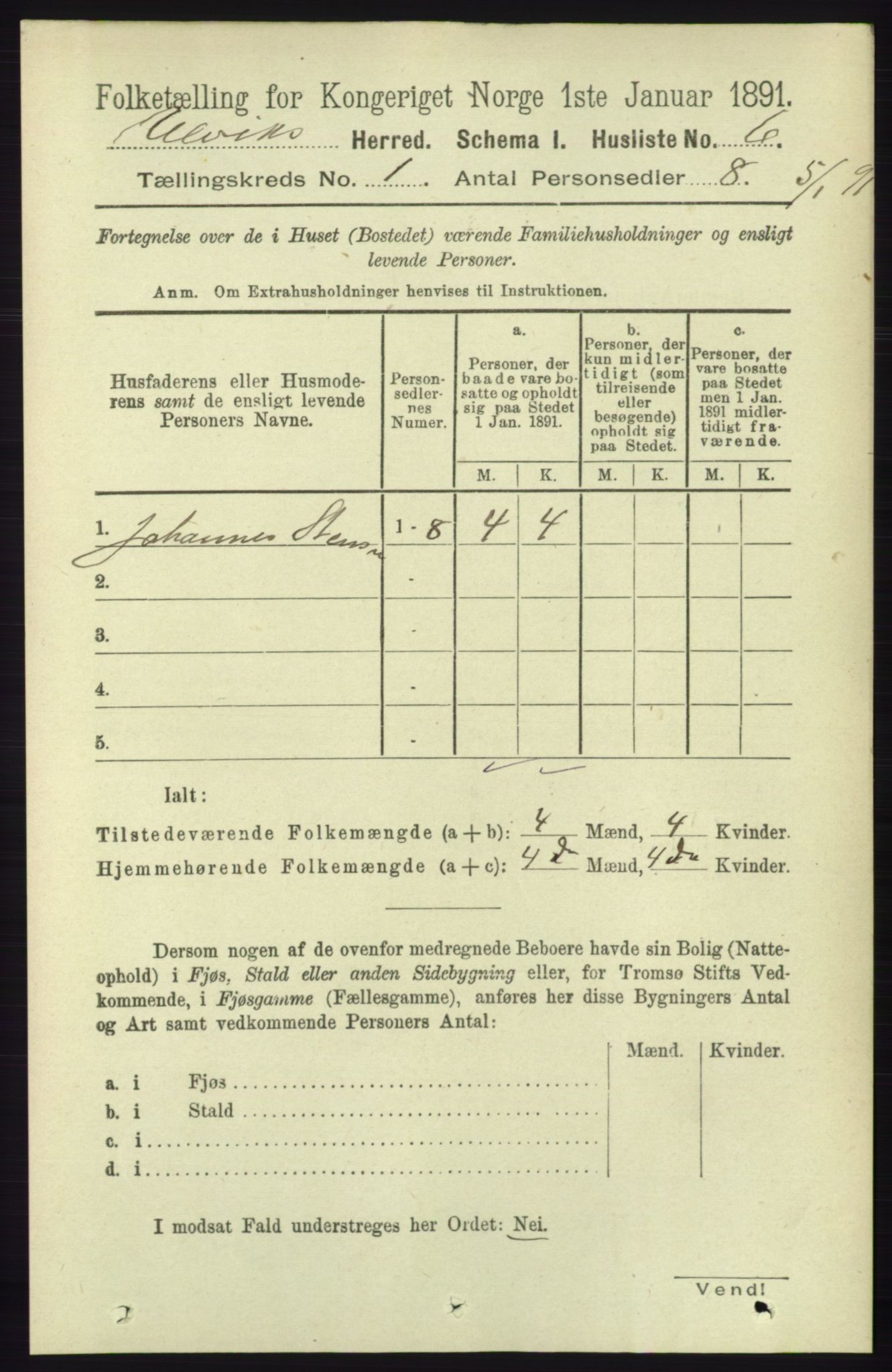RA, 1891 census for 1233 Ulvik, 1891, p. 46