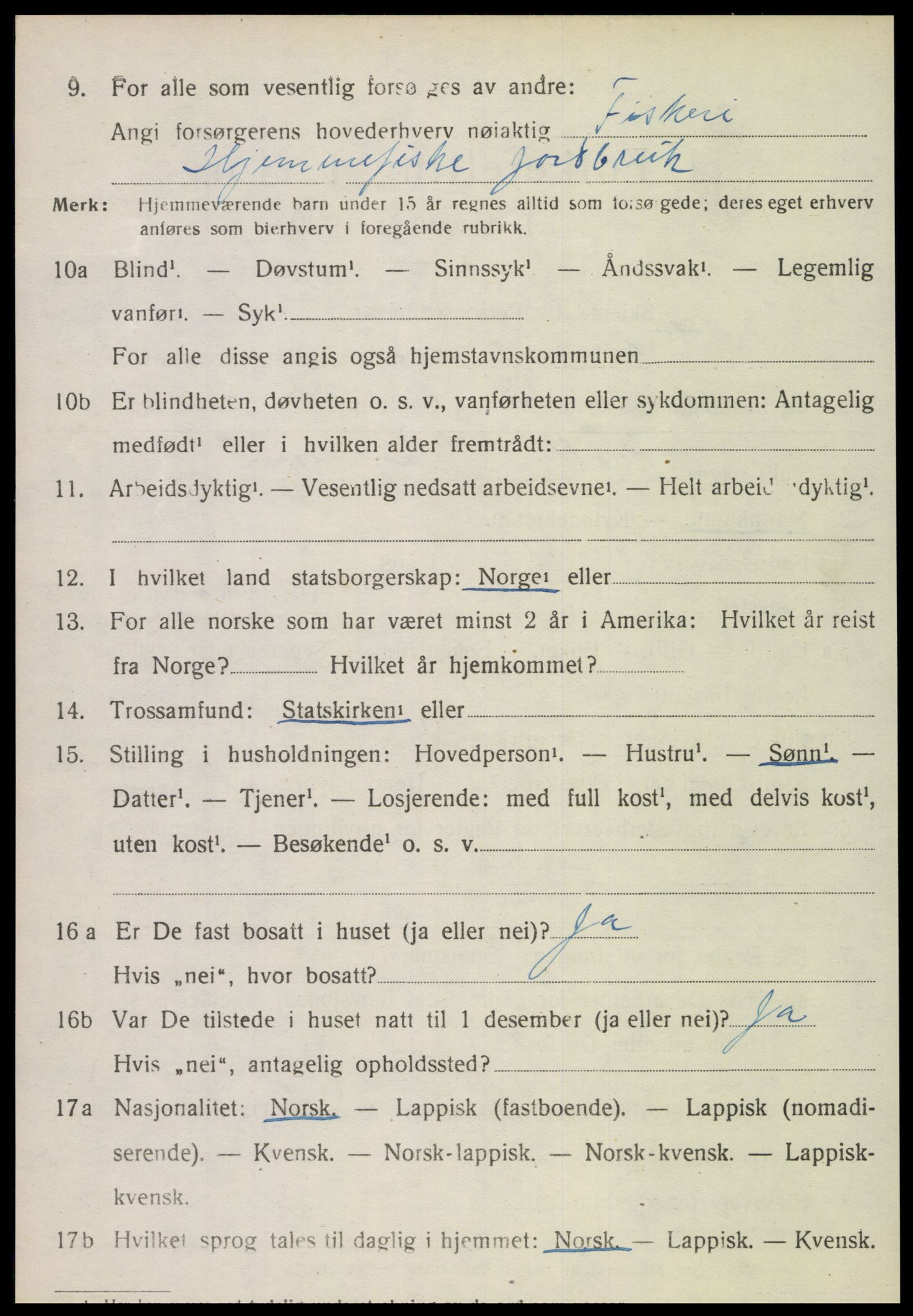 SAT, 1920 census for Vikna, 1920, p. 6678