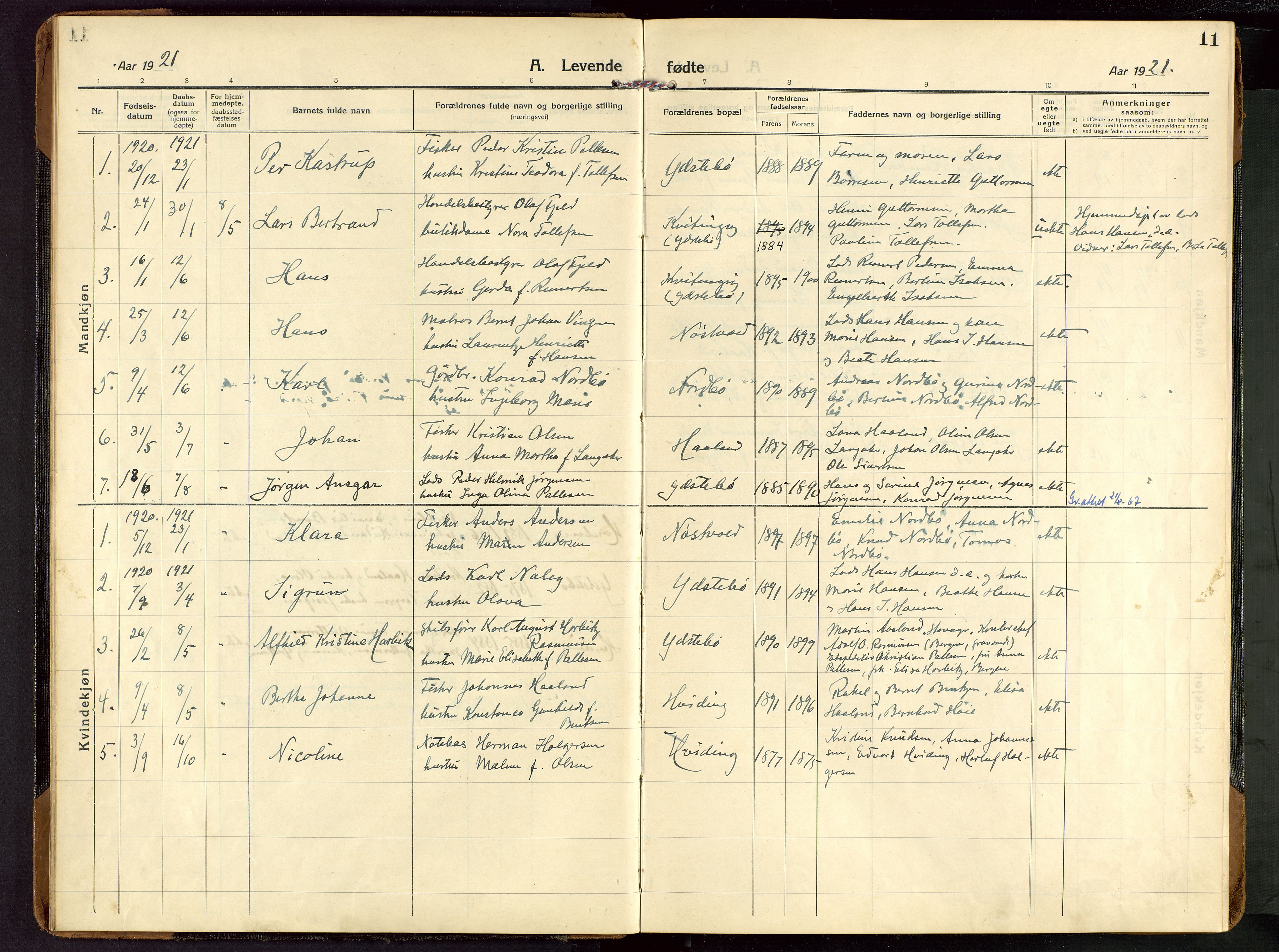 Rennesøy sokneprestkontor, SAST/A -101827/H/Ha/Haa/L0018: Parish register (official) no. A 18, 1917-1937, p. 11