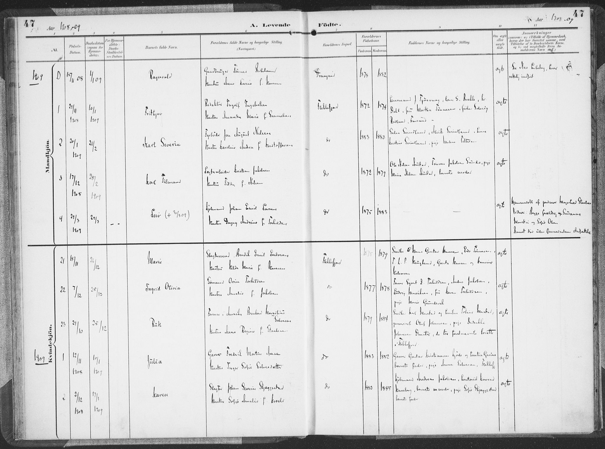 Flekkefjord sokneprestkontor, SAK/1111-0012/F/Fa/Faa/L0002: Parish register (official) no. A 2, 1900-1912, p. 47